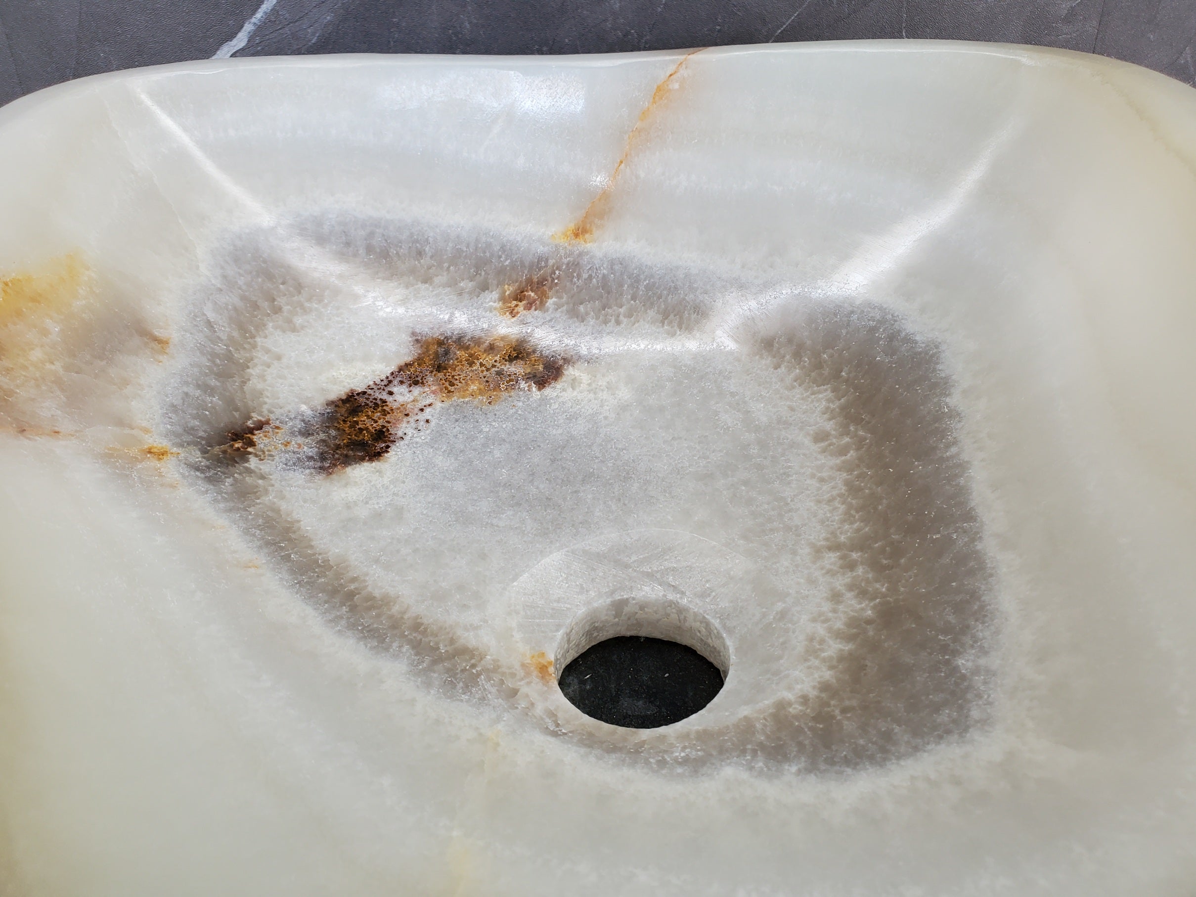 S34_18 Light Green Onyx Bathroom Vessel Sink - 15.2 x 13 inch