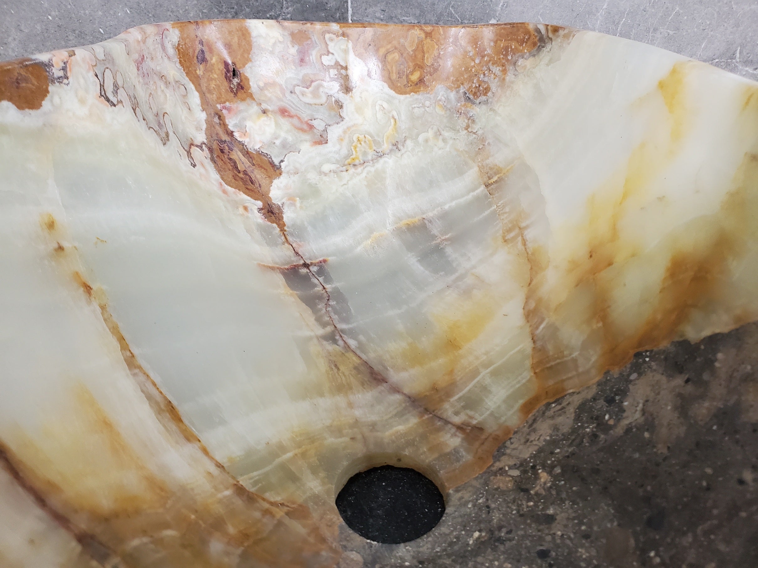 S33_38 Green Onyx Bathroom Vessel Sink - 19.5 x 14 inch