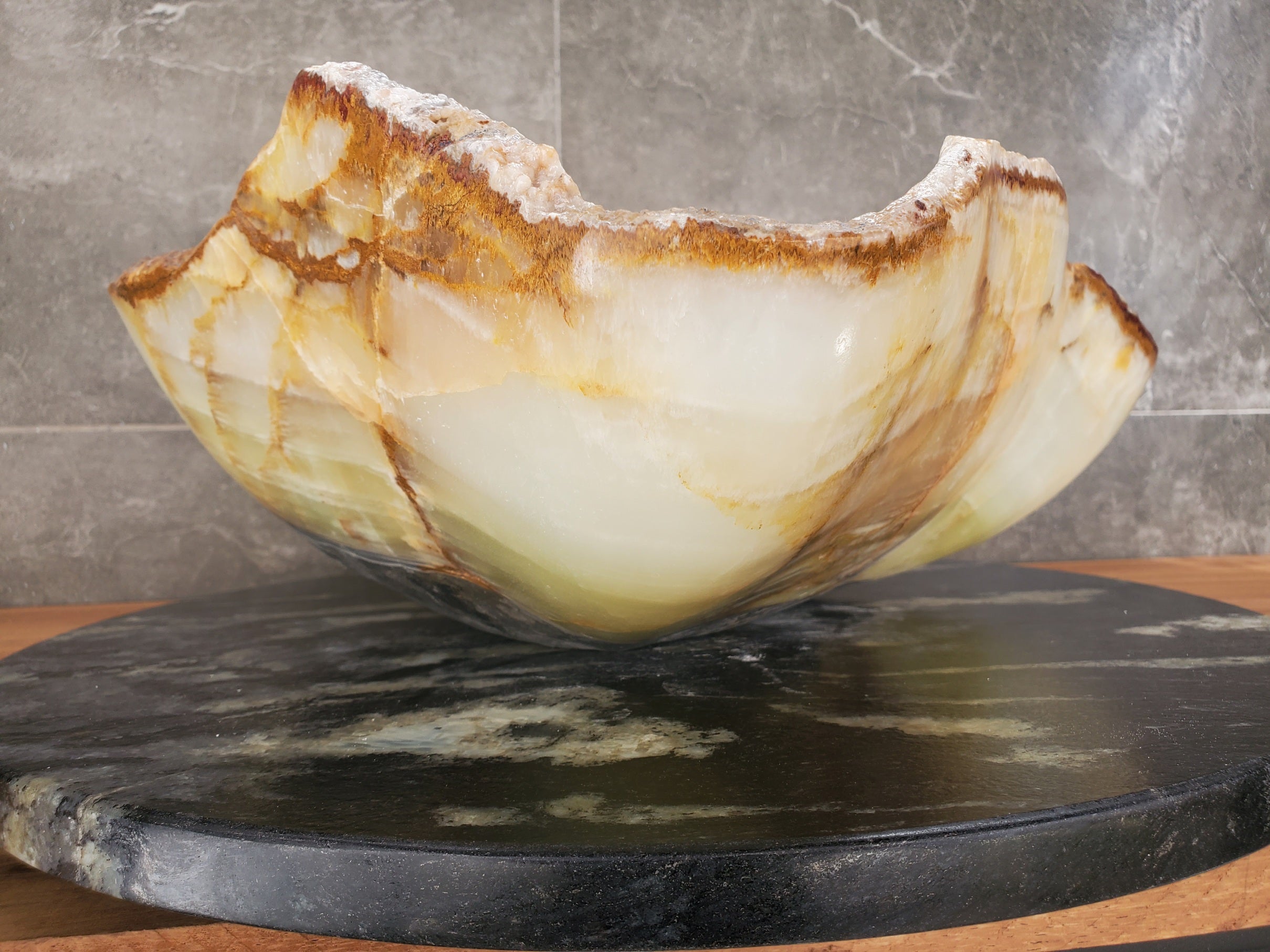 S33_22 Green Onyx Bathroom Vessel Sink - 19 x 19 inch