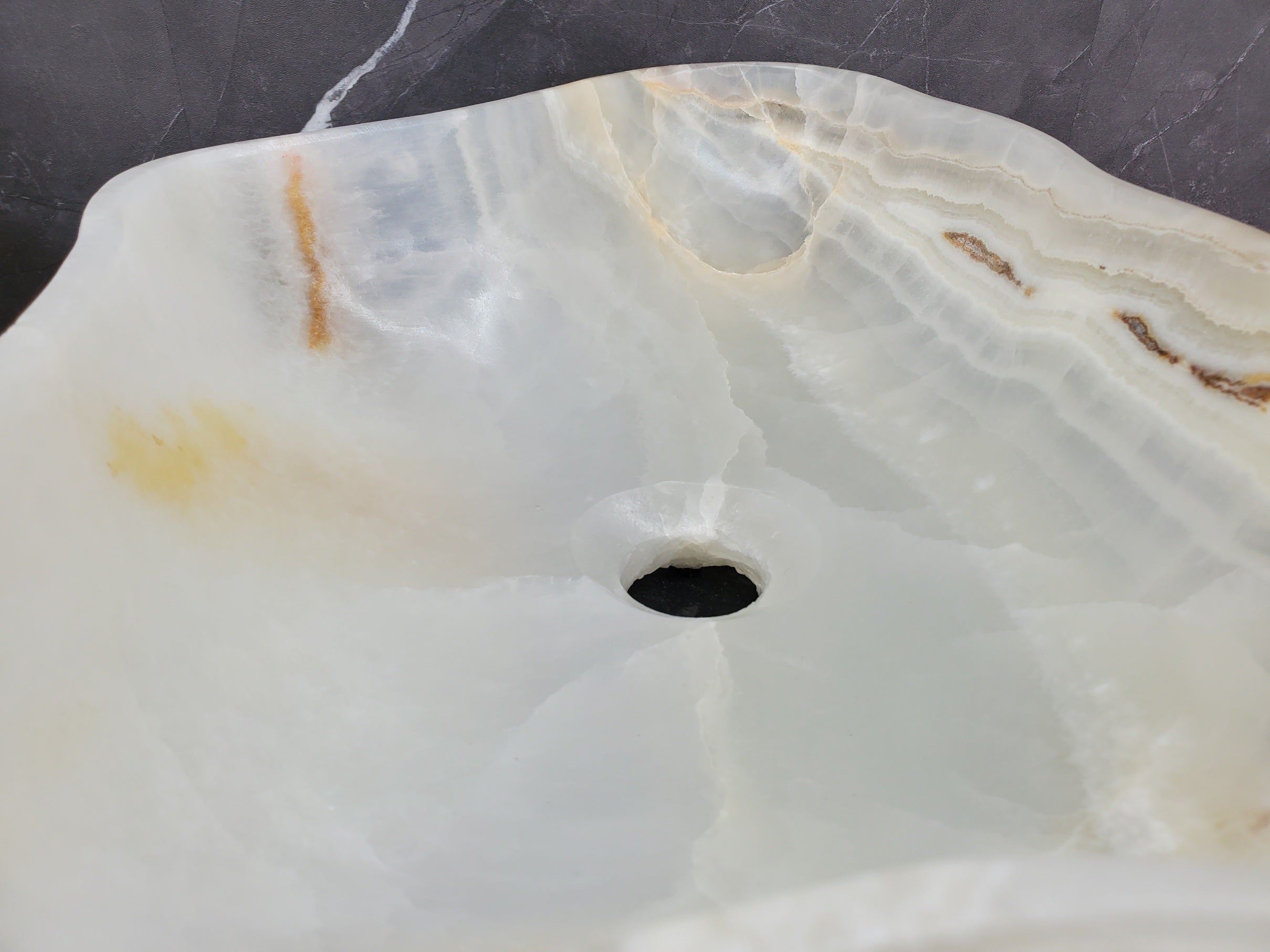 S34_25 Light Onyx Stone Vessel Sink - 19 x 12 inch