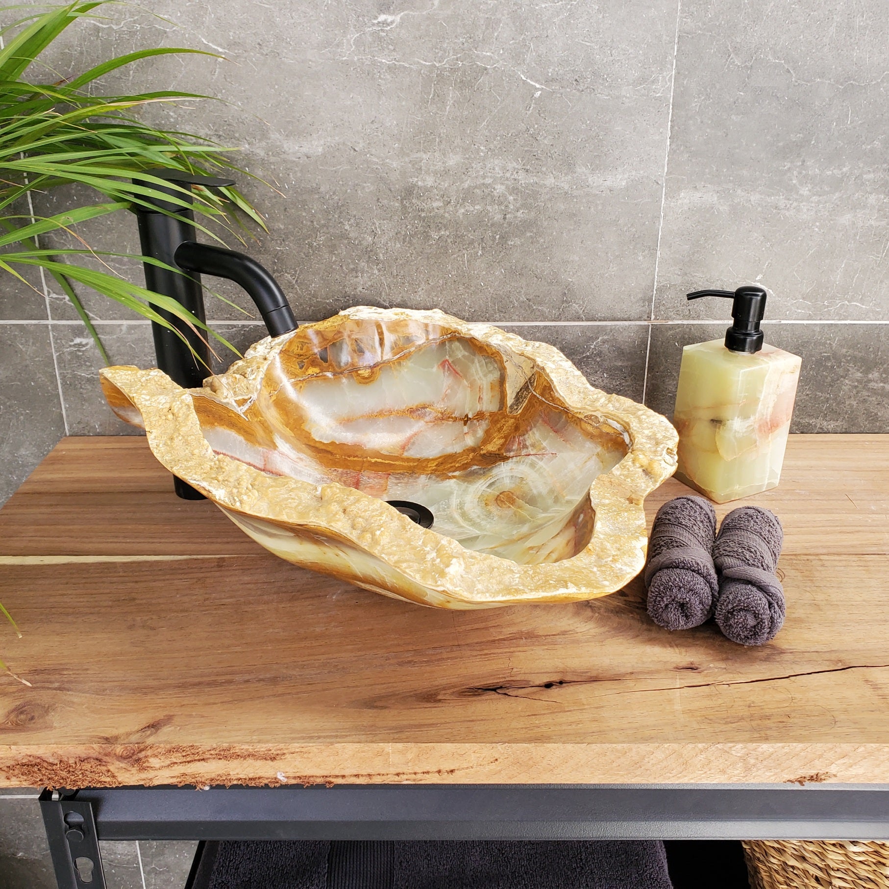 S33_58 Green Onyx Bathroom Vessel Sink