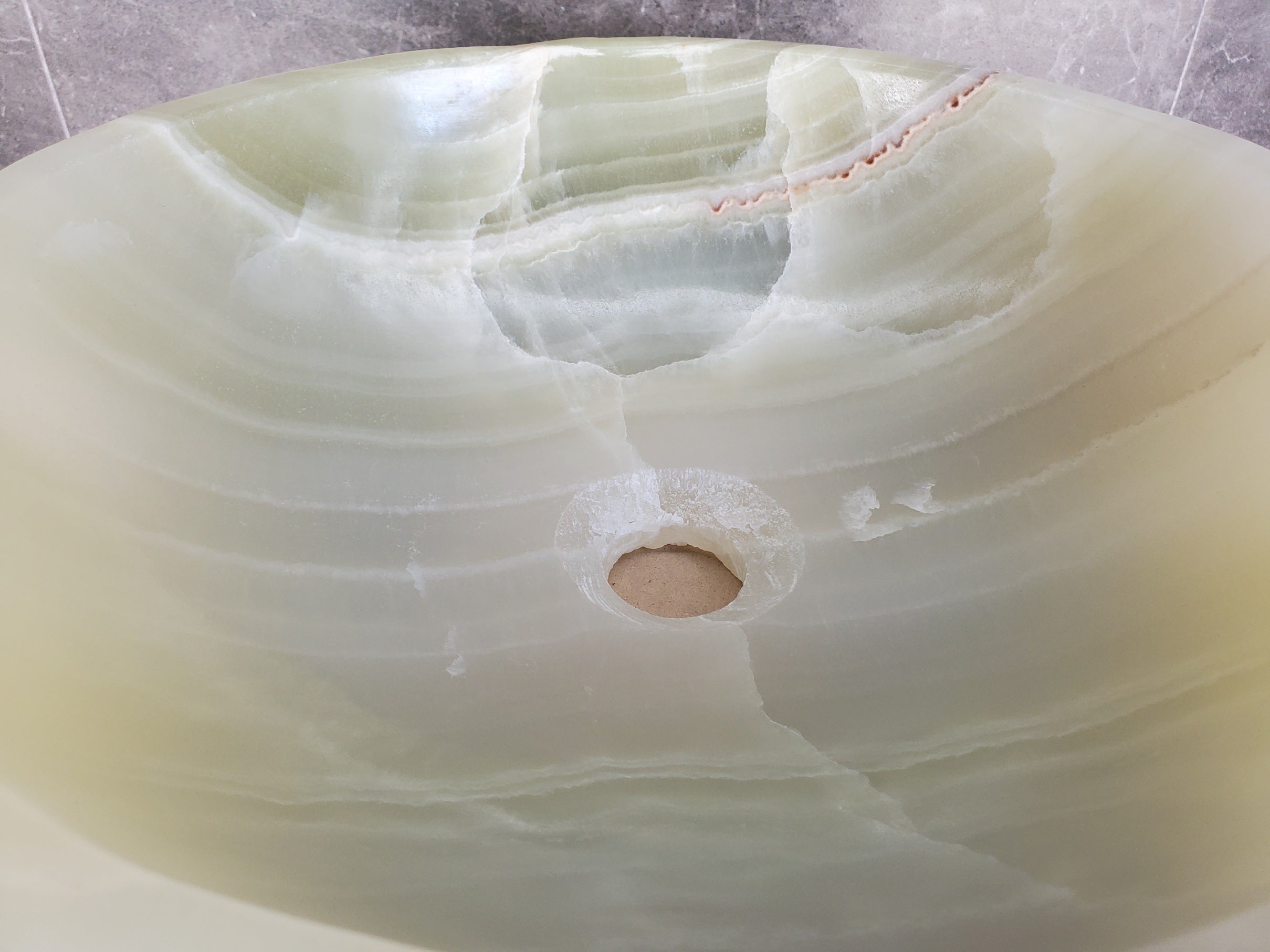 S37_20 Green Onyx Vessel Sink – Natural Stone Countertop Bathroom Sink, 15.5x15.5 Inch Bathroom Sinks Featured Onyx Sinks Sinks