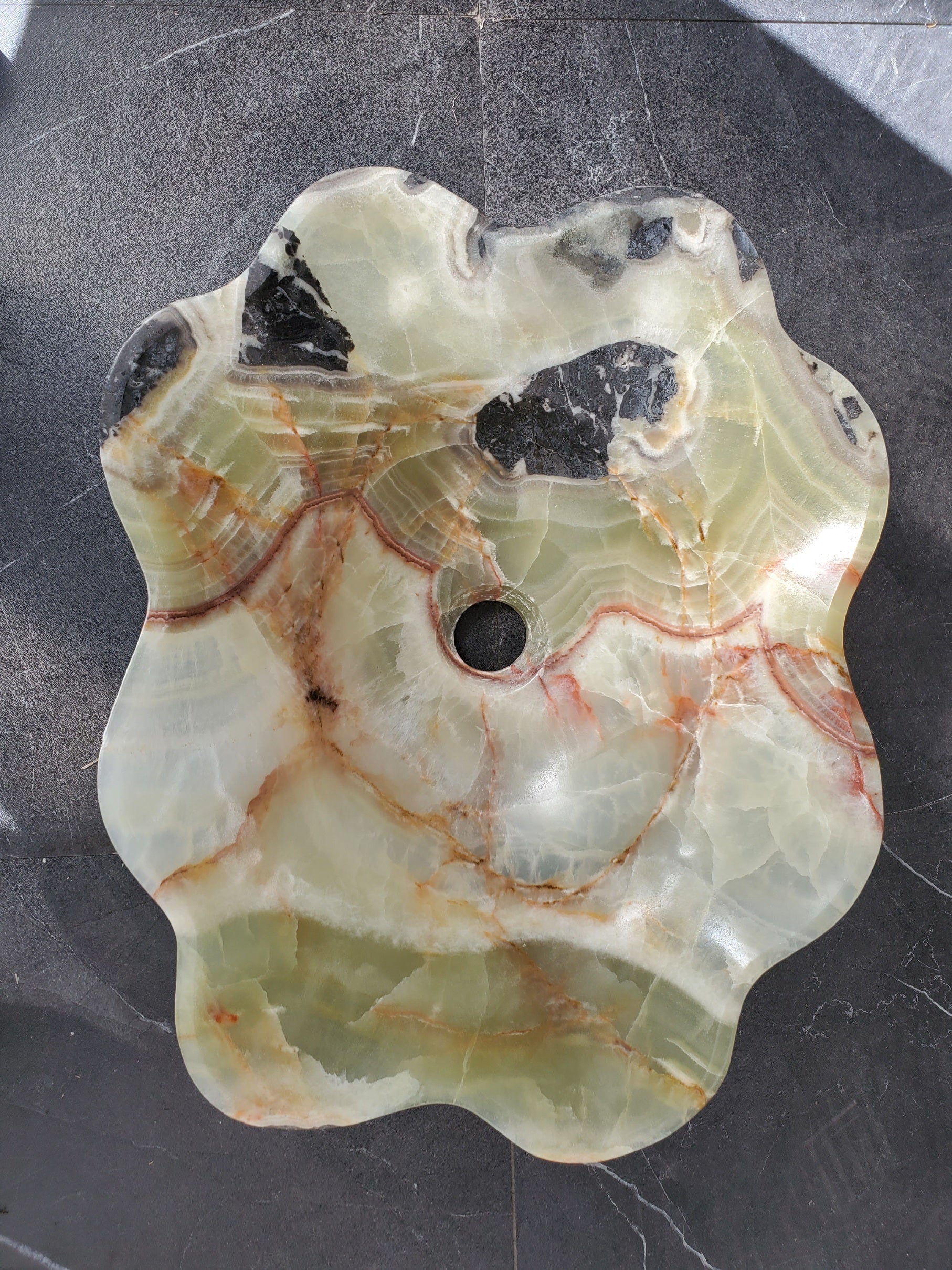 S33_56 Green Onyx Bathroom Vessel Sink - 17 x 13.5 inch