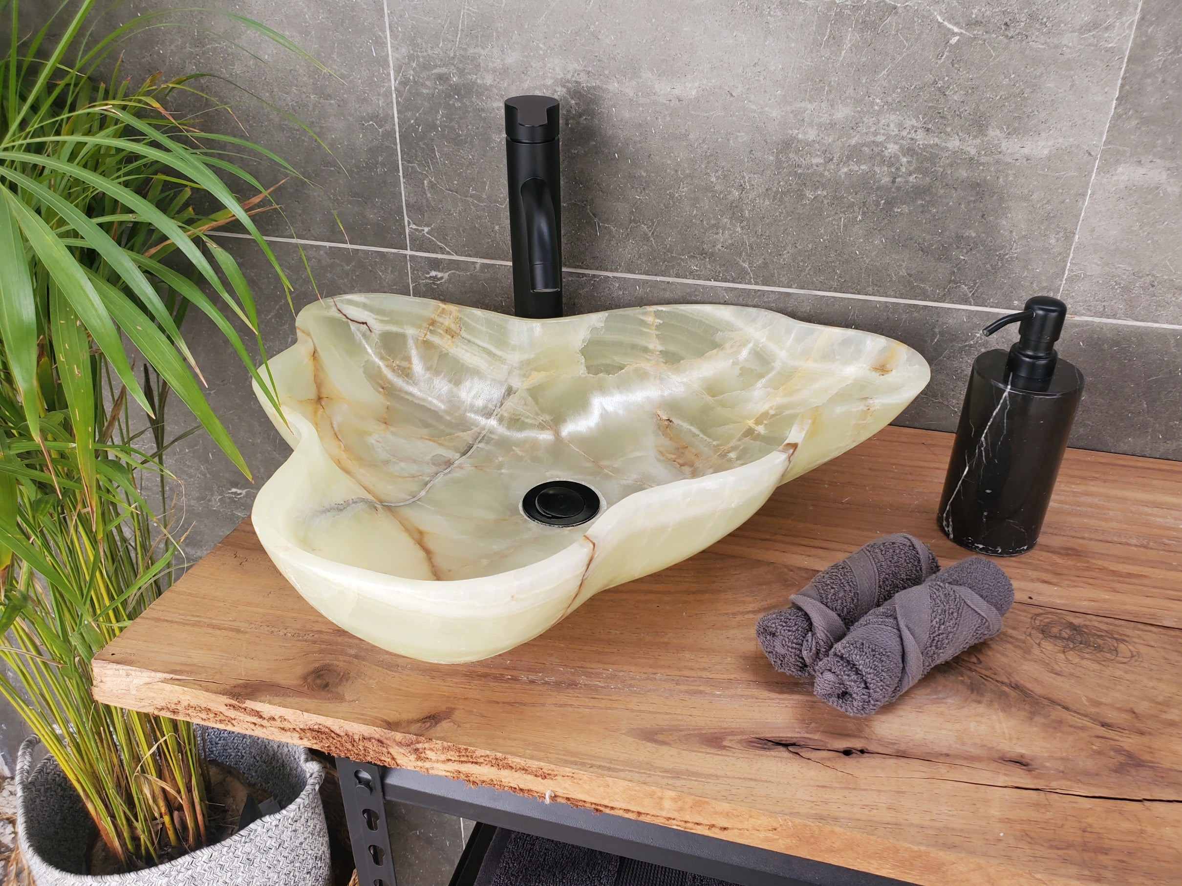 S33_21 Green Onyx Bathroom Vessel Sink
