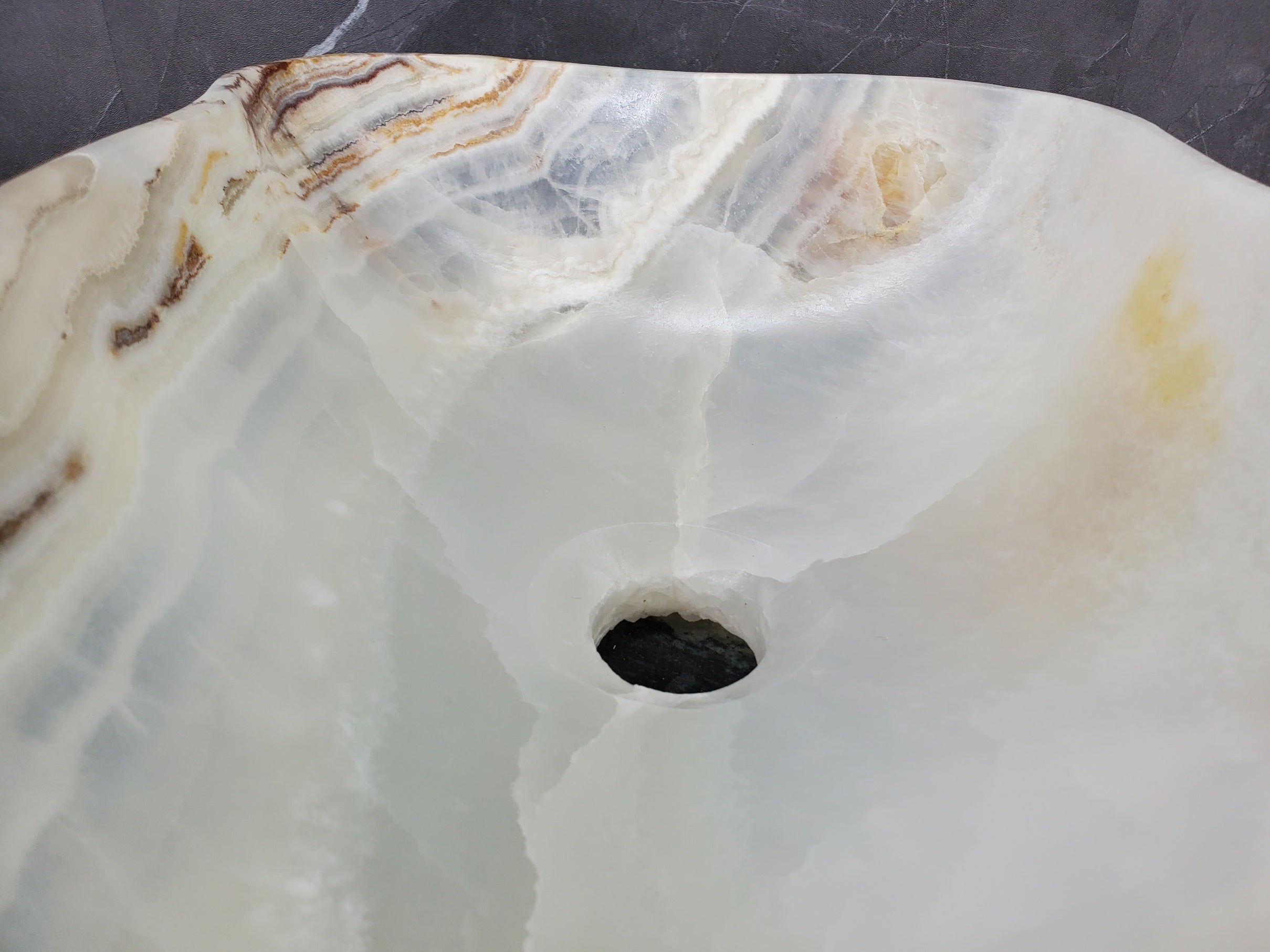 S34_25 Light Onyx Stone Vessel Sink - 19 x 12 inch