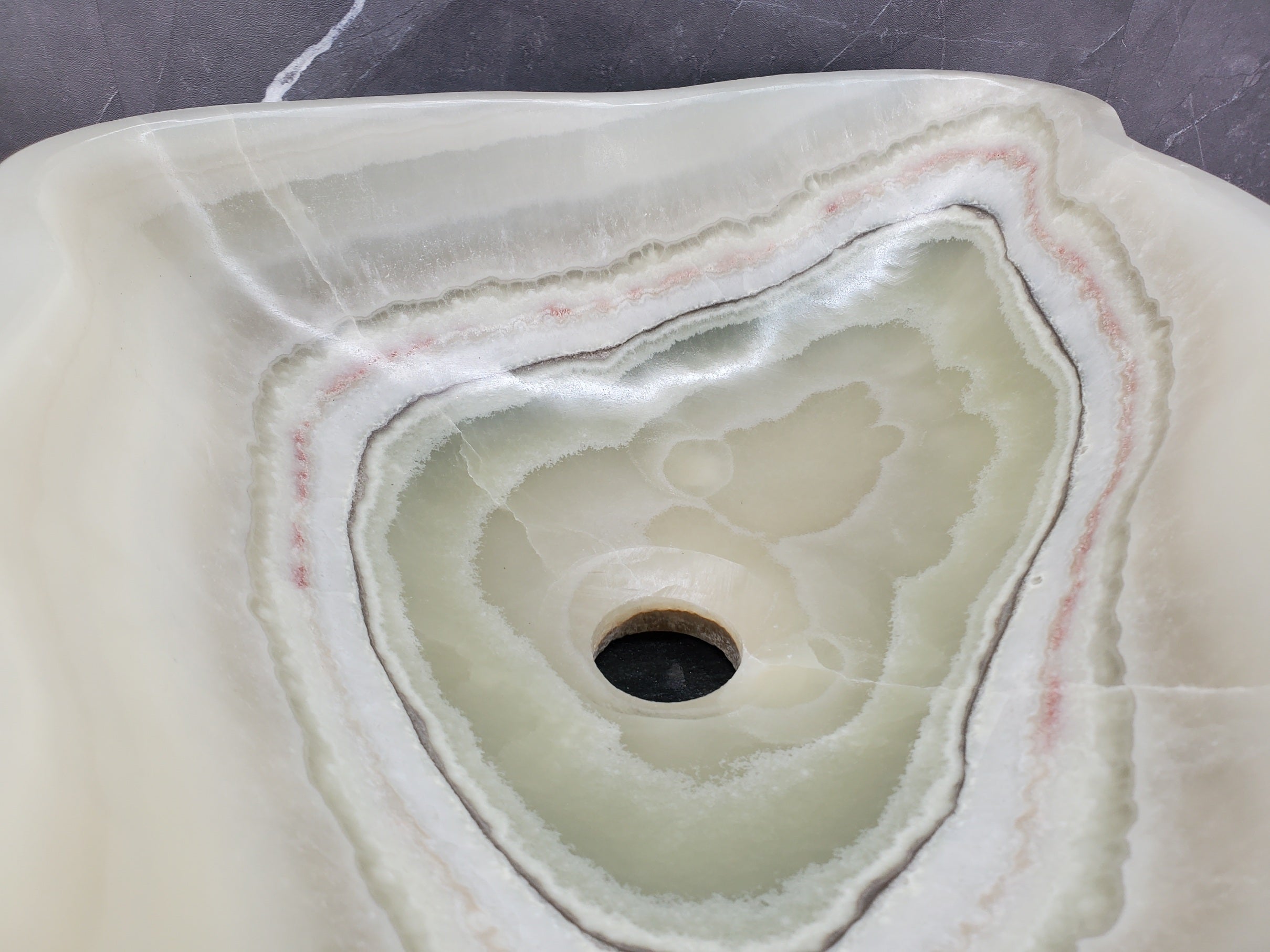 S34_24 Light Green Onyx Stone Vessel Sink - 20 x 13.5 Inch