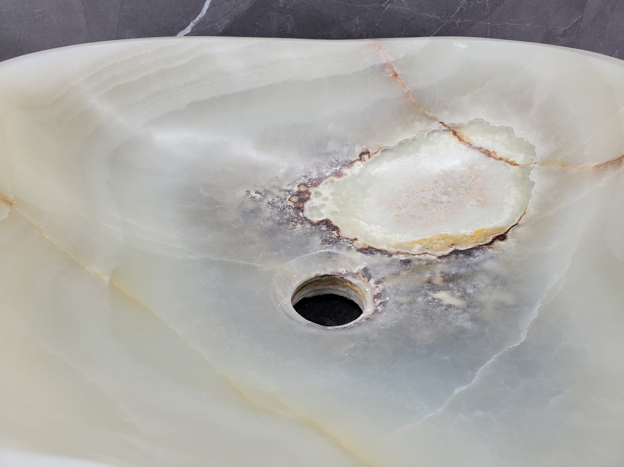 S34_23 Light Onyx Stone Vessel Sink - 19 x 17 inch