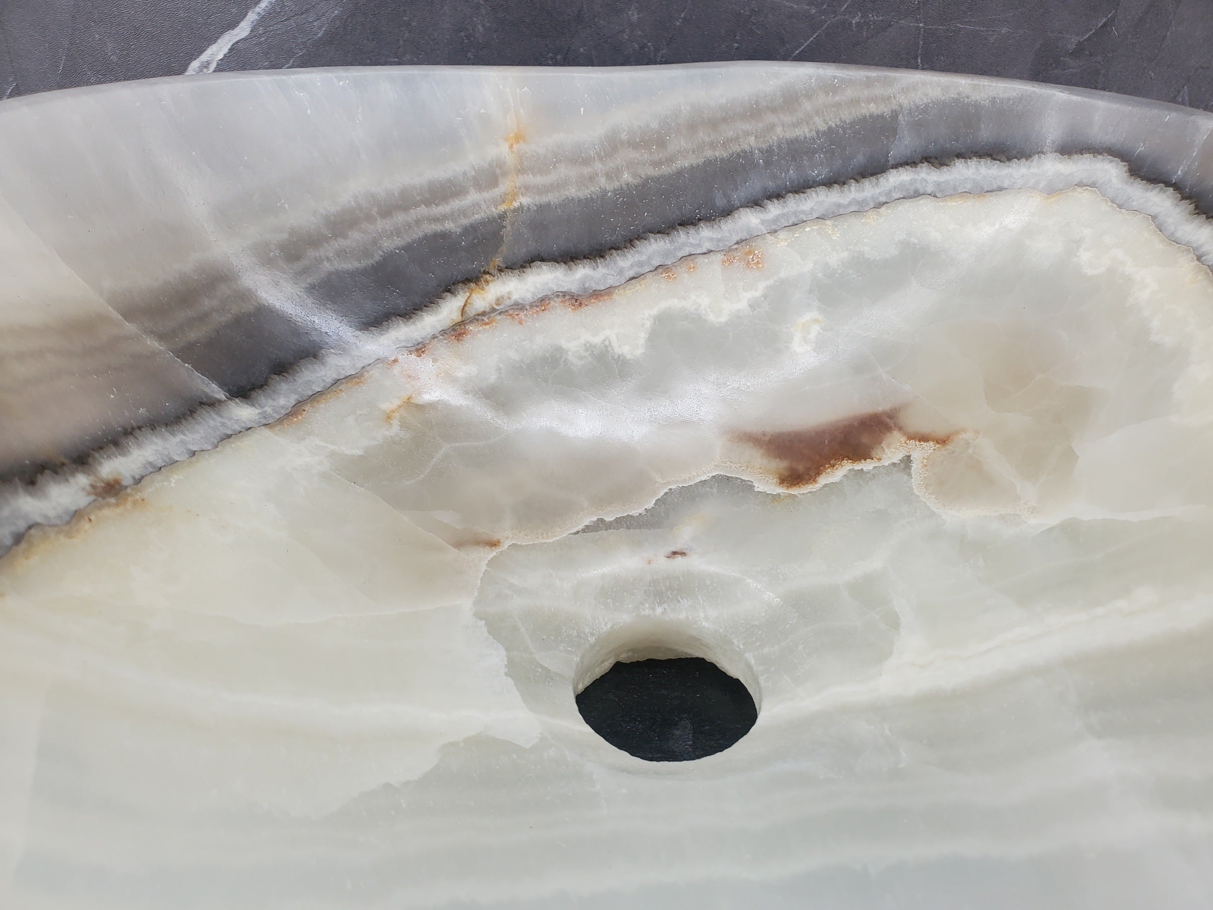 S34_21 Light Onyx Stone Vessel Sink- 14.5 x 13 inch