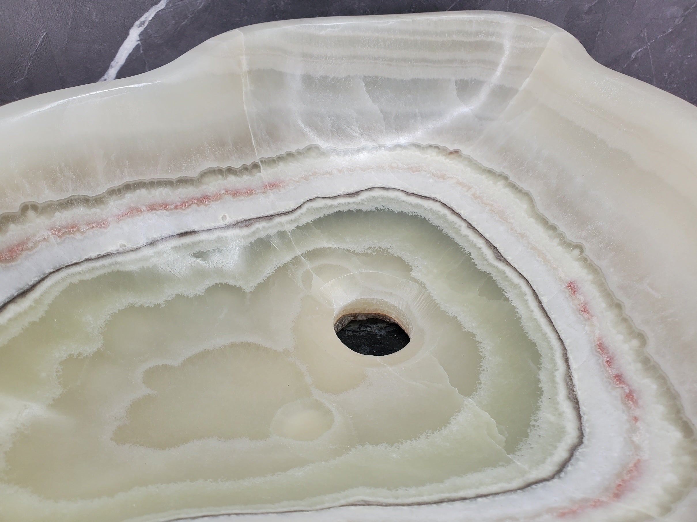 S34_24 Light Green Onyx Stone Vessel Sink