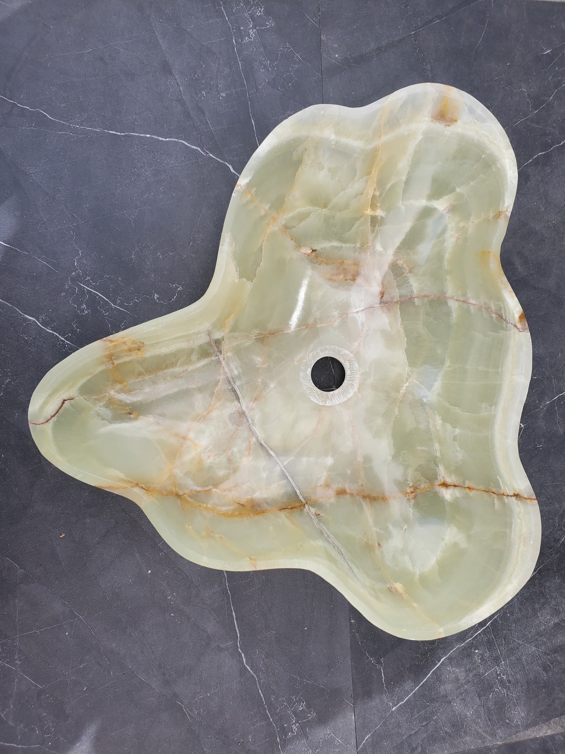 S33_21 Green Onyx Bathroom Vessel Sink - 21 x 18.5 inch