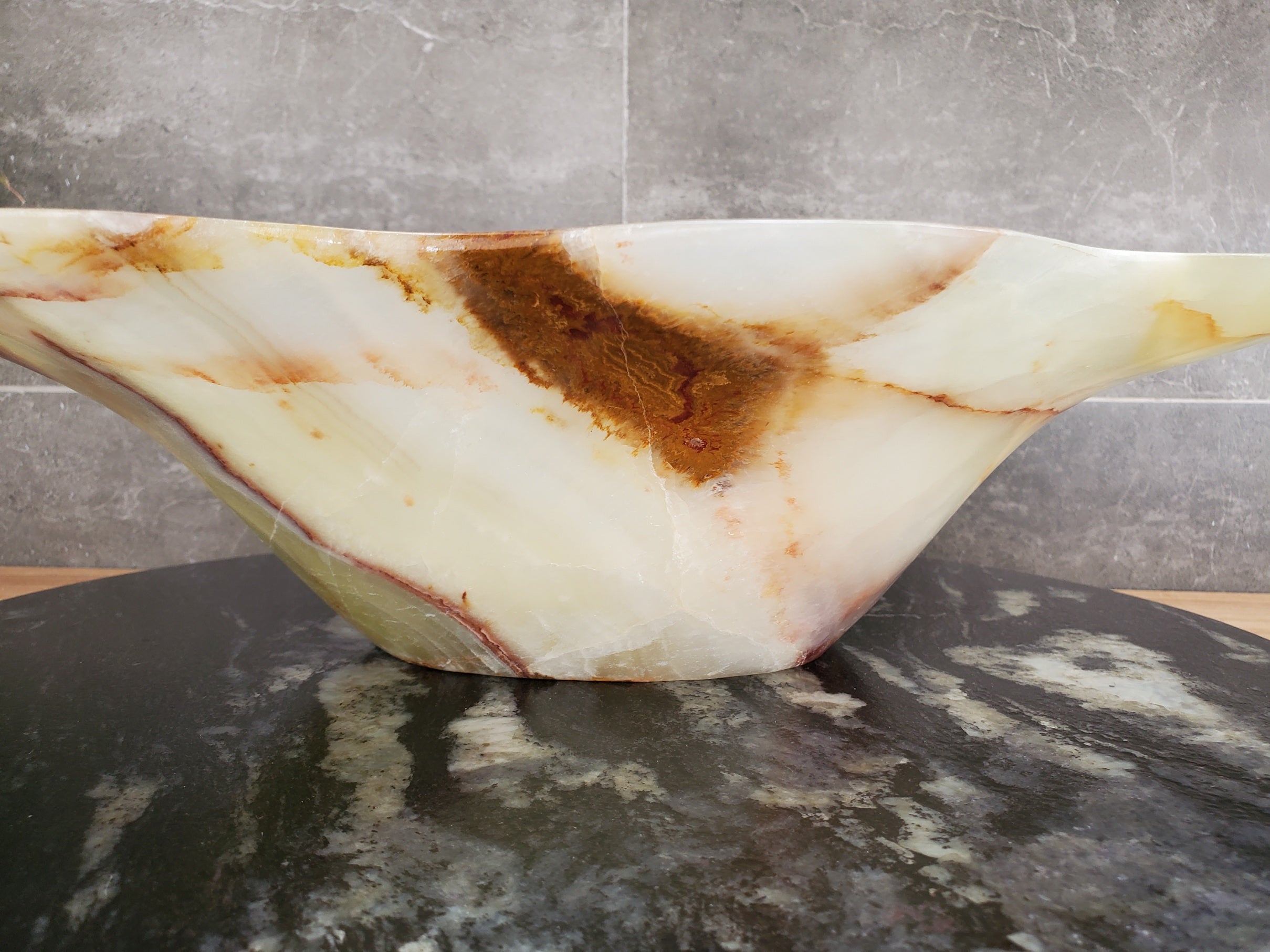 S33_57 Green Onyx Bathroom Vessel Sink - 17 x 14 inch