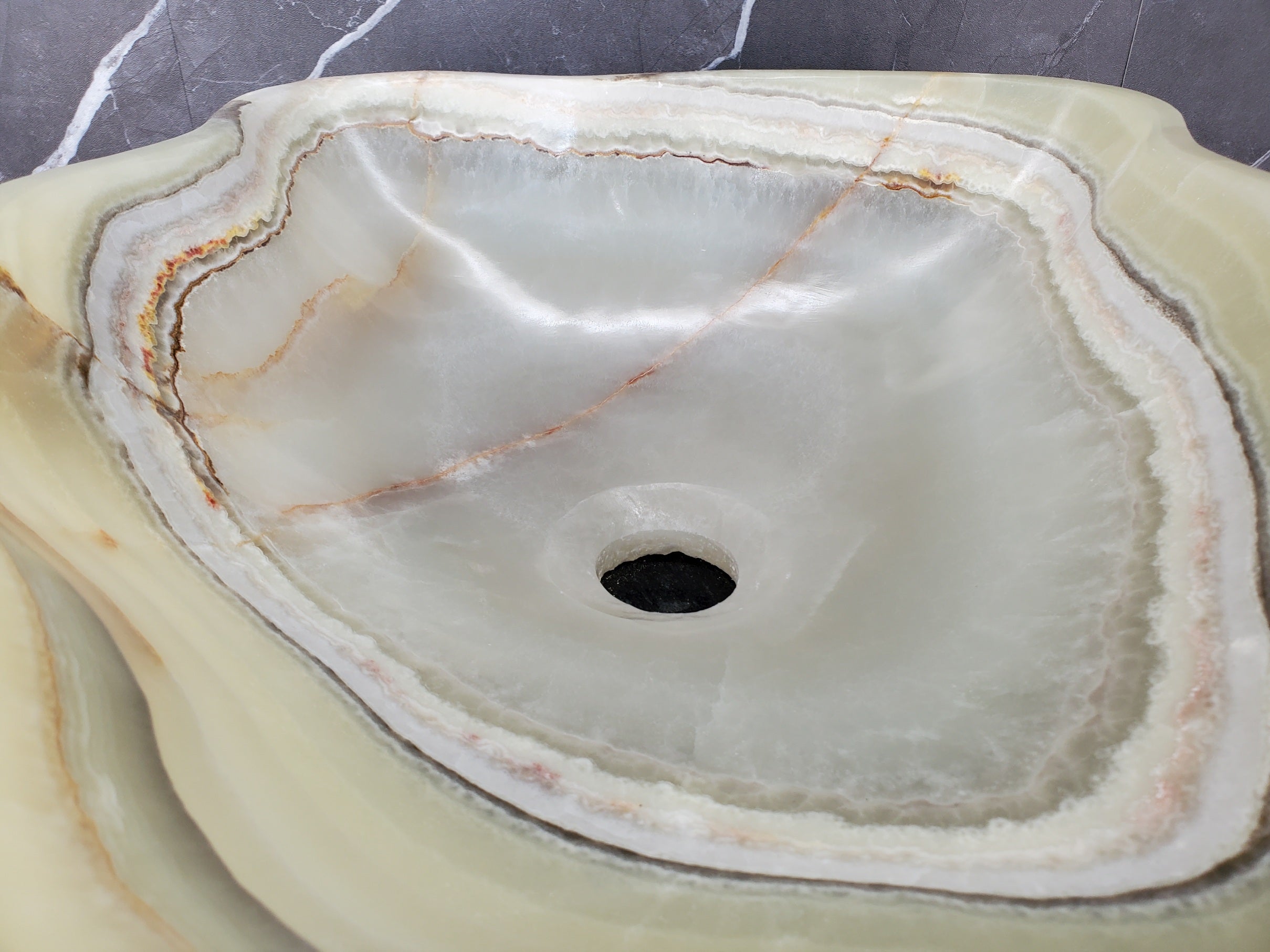 S34_14 Green Onyx Bathroom Vessel Sink -16.7 x 14.5 inch