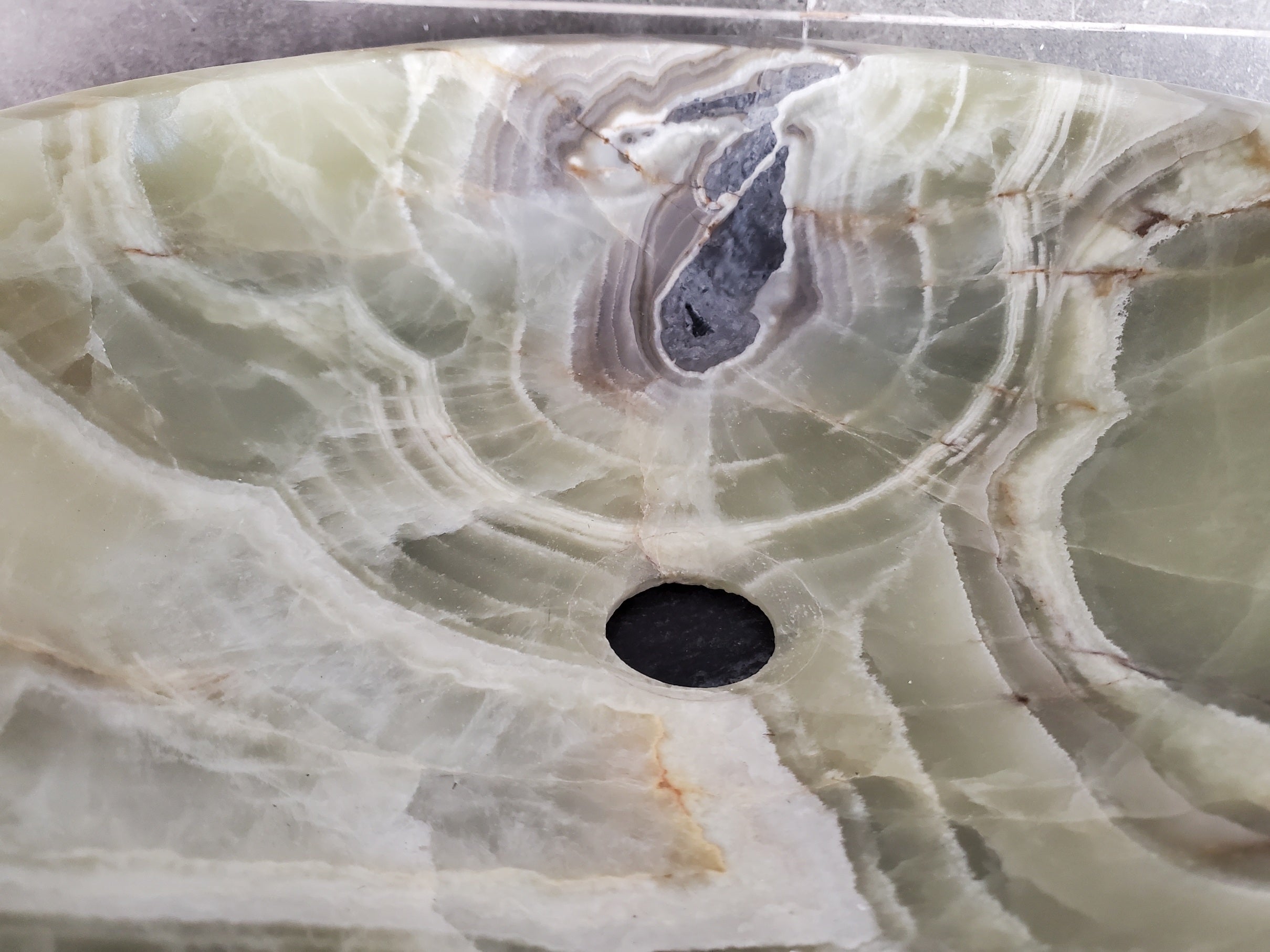 Green Onyx Marble Vessel Sink, Natural Stone Vanity Basin, Polished Bathroom Countertop Sink, Spa Decor 16x16 Inch S40_01 Bathroom Sinks Featured Onyx Sinks