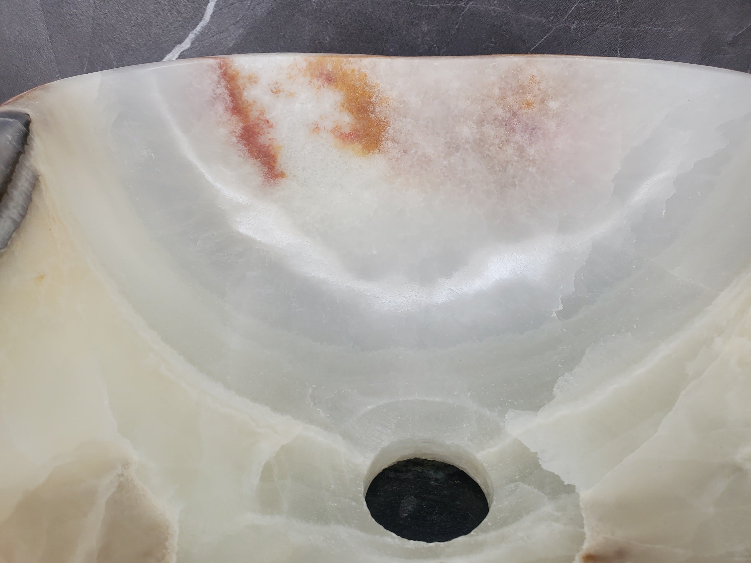 S34_21 Light Onyx Stone Vessel Sink- 14.5 x 13 inch