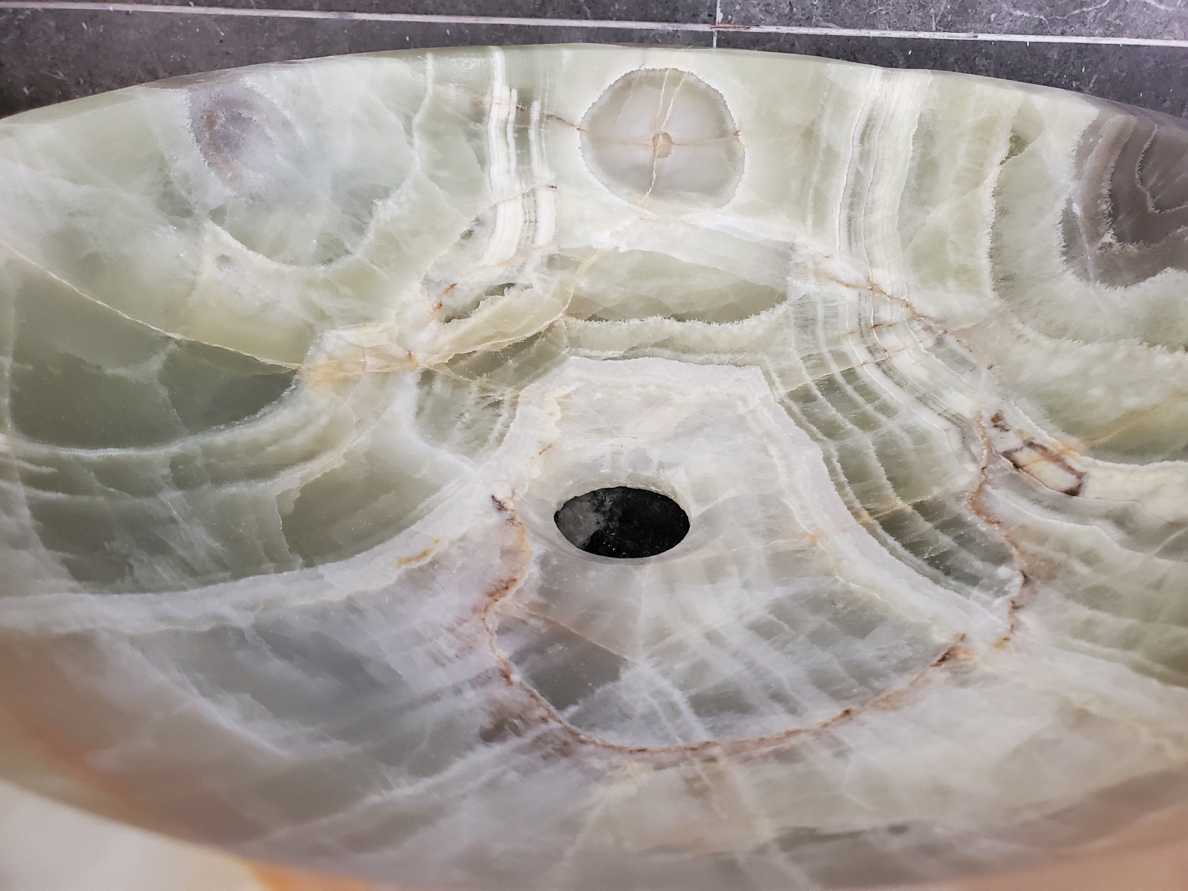 Green Onyx Marble Vessel Sink, 16x16 Inch Natural Stone Countertop Basin, Polished Luxury Vanity Sink, Spa Bathroom Decor S40_03 Bathroom Sinks Featured Onyx Sinks