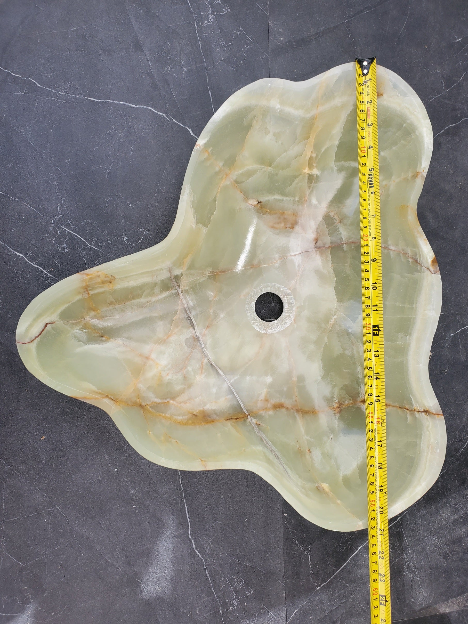 S33_21 Green Onyx Bathroom Vessel Sink - 21 x 18.5 inch
