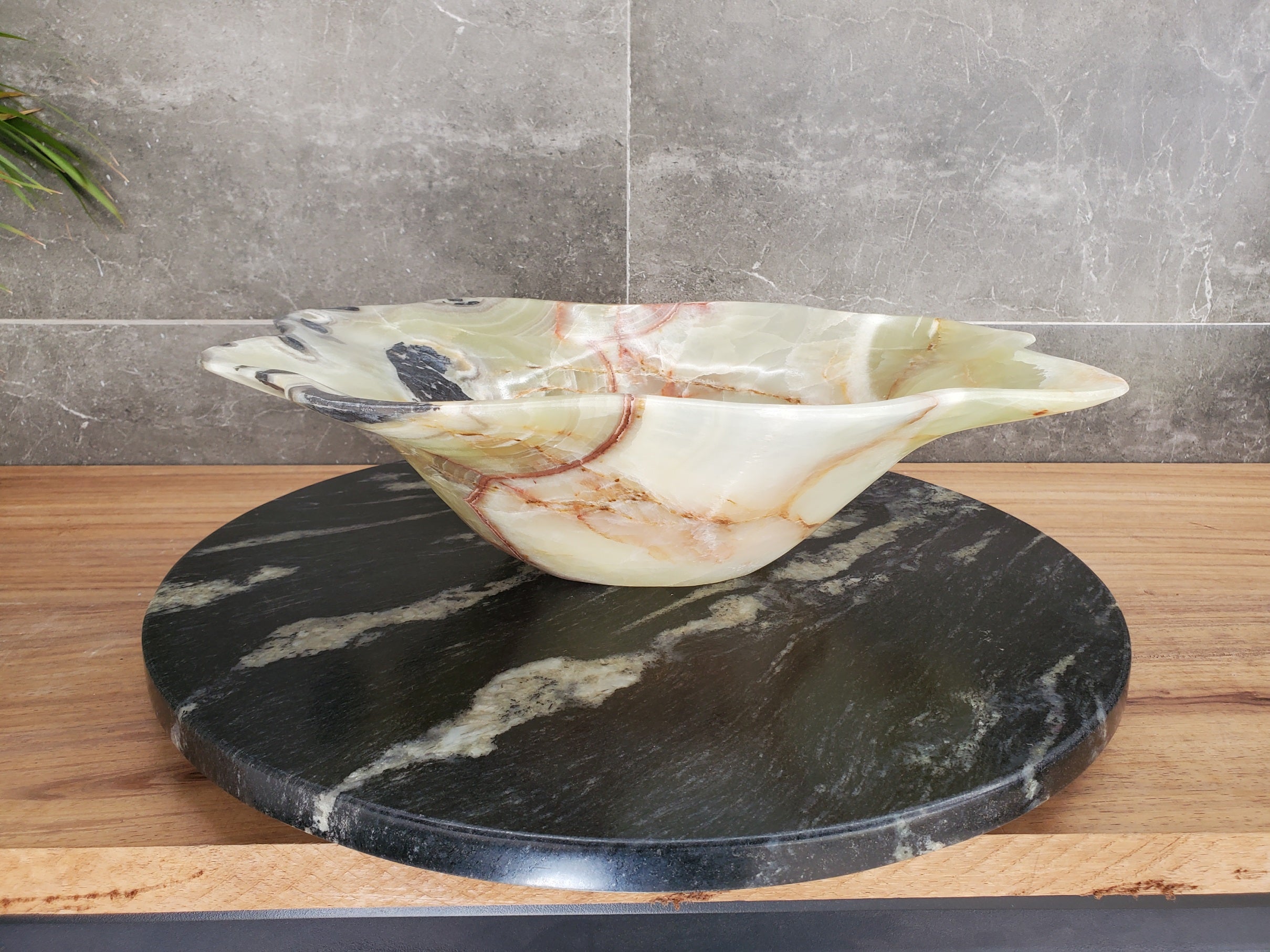 S33_56 Green Onyx Bathroom Vessel Sink - 17 x 13.5 inch