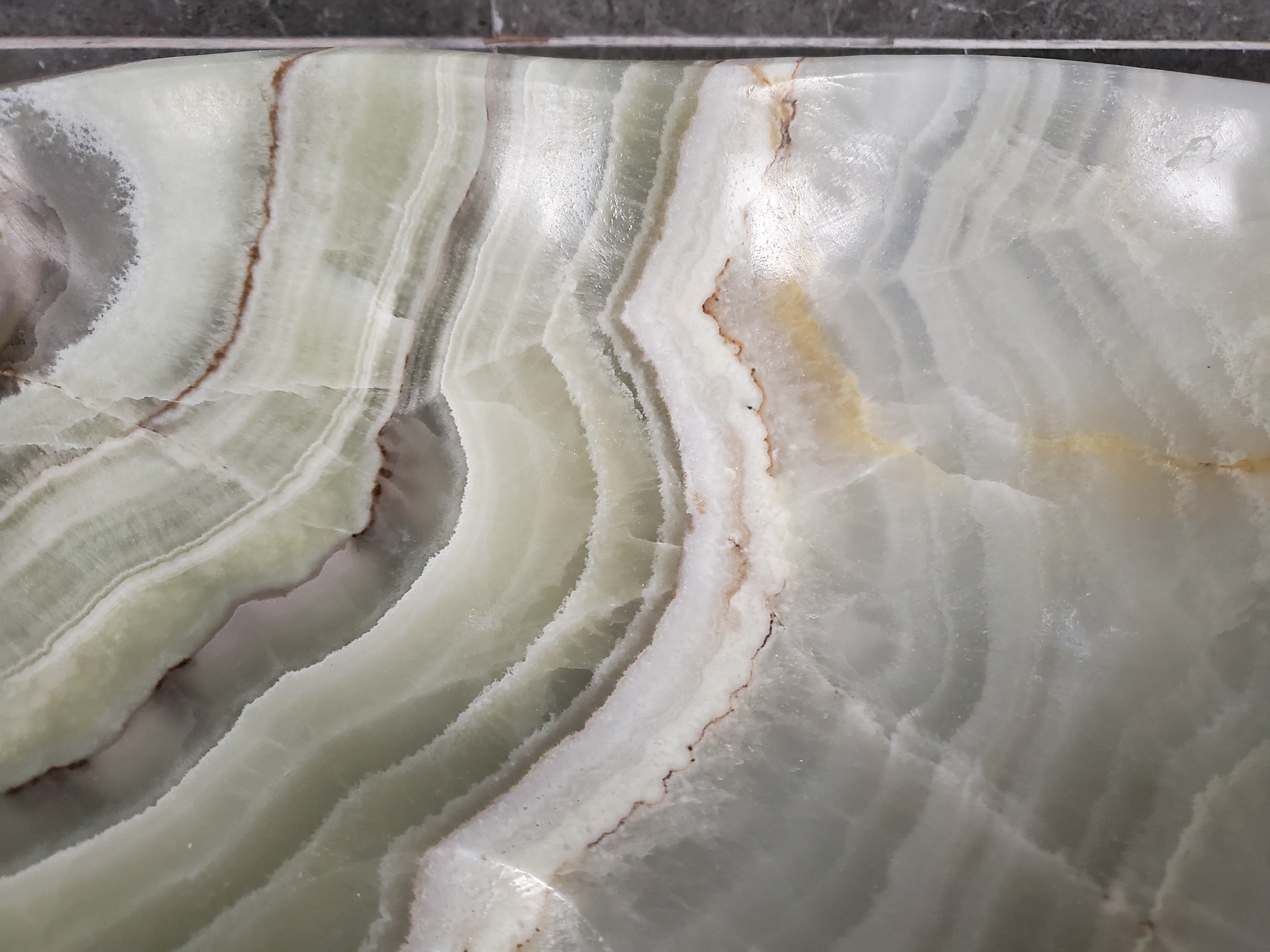 Green Onyx Marble Vessel Sink, Natural Stone Vanity Basin, Polished Bathroom Countertop Sink, Spa Decor 20x13 Inch S40_10 Bathroom Sinks Featured Onyx Sinks Sinks