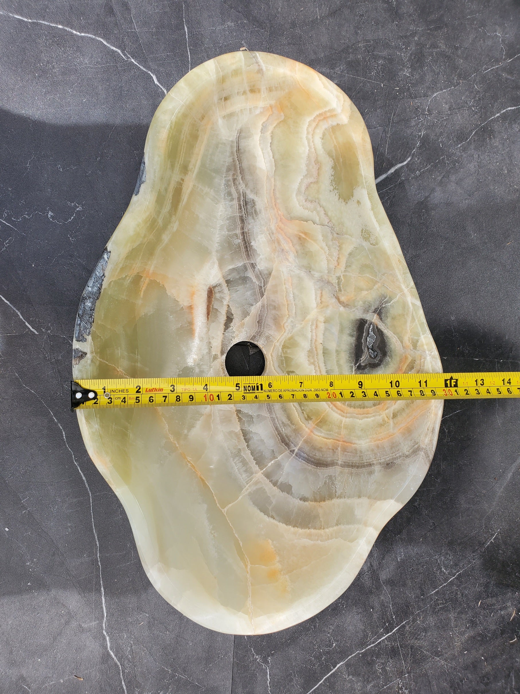 S33_25 Light Green Onyx Bathroom Vessel Sink - 18 x 12 inch