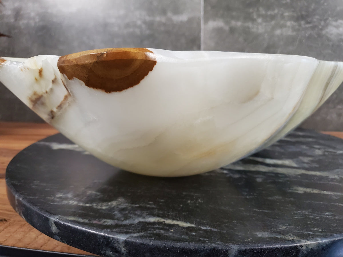 Green Onyx Marble Vessel Sink, Natural Stone Vanity Basin, Polished Bathroom Countertop Sink, Spa Decor 20x13 Inch S40_10 Bathroom Sinks Featured Onyx Sinks Sinks