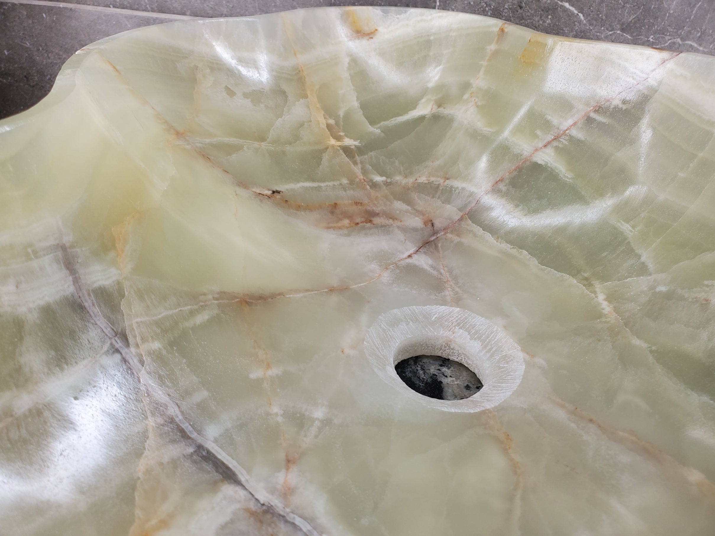 S33_21 Green Onyx Bathroom Vessel Sink - 21 x 18.5 inch