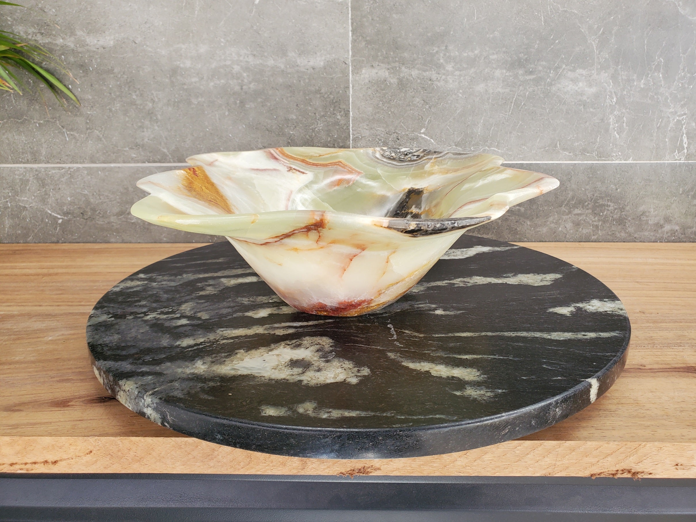 S33_57 Green Onyx Bathroom Vessel Sink - 17 x 14 inch