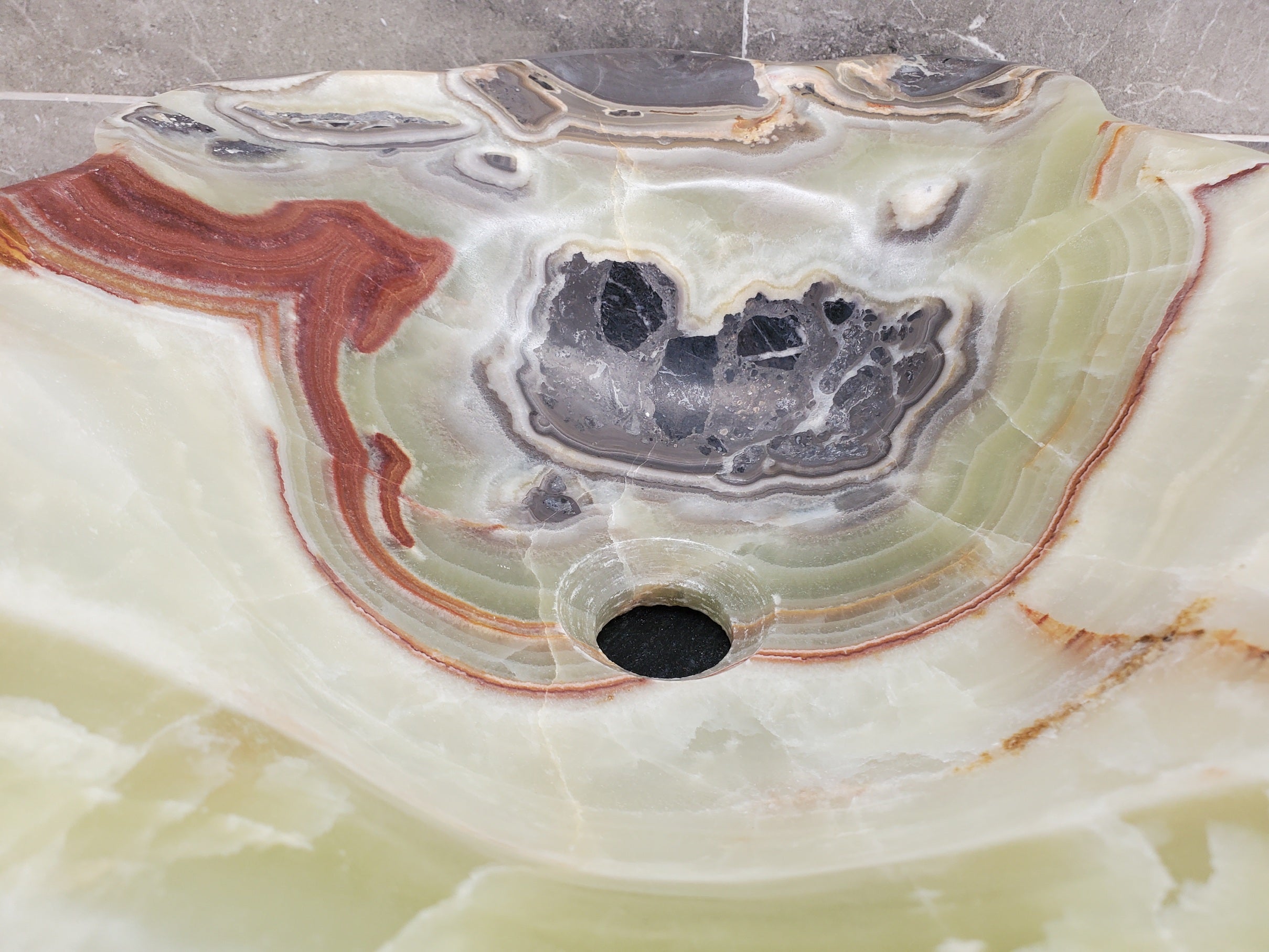 S33_54 Green Onyx Bathroom Vessel Sink - 18.5 x 14.5 inch