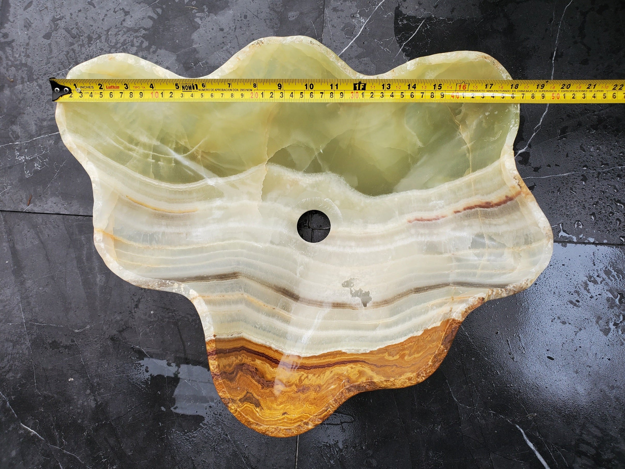 S32_07 Onyx Stone Vessel Bathroom Sink - 18 x 15 inch