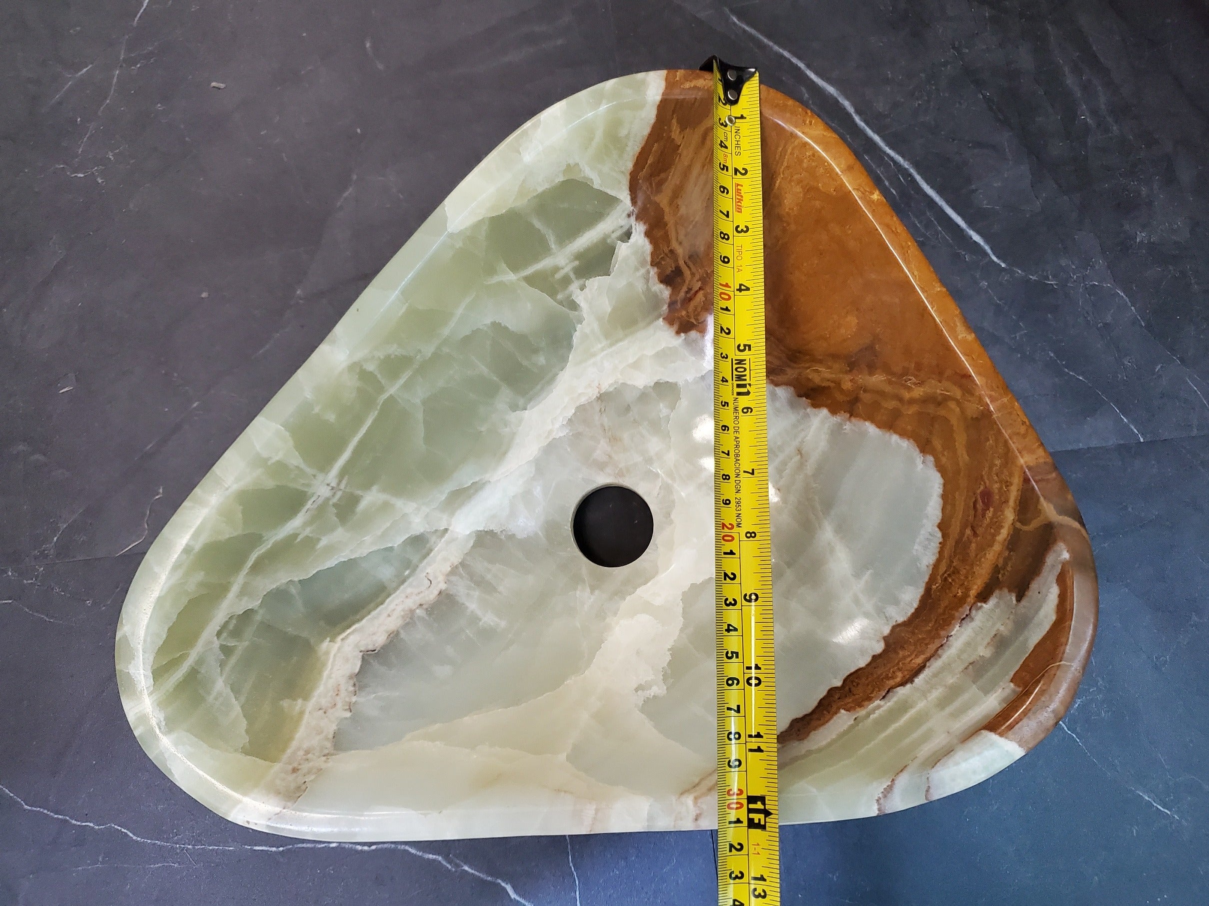Green Onyx Vessel Sink, Natural Stone Vanity Basin, Polished Bathroom Countertop Sink, Spa Decor 15x12 Inch S40_26