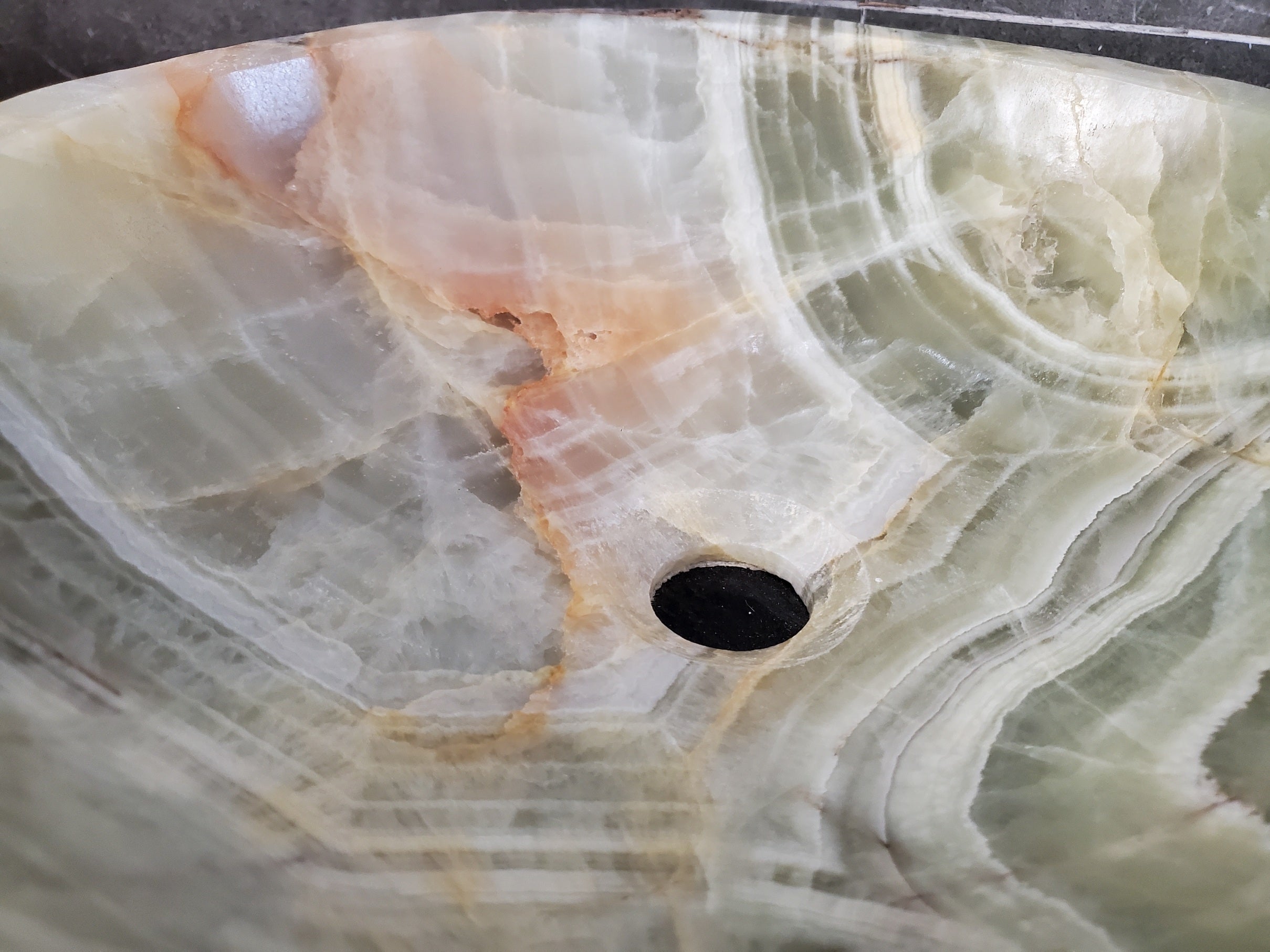 Green Onyx Marble Vessel Sink, Natural Stone Vanity Basin, Polished Bathroom Countertop Sink, Spa Decor 15x15 Inch S40_02 Bathroom Sinks Featured Onyx Sinks
