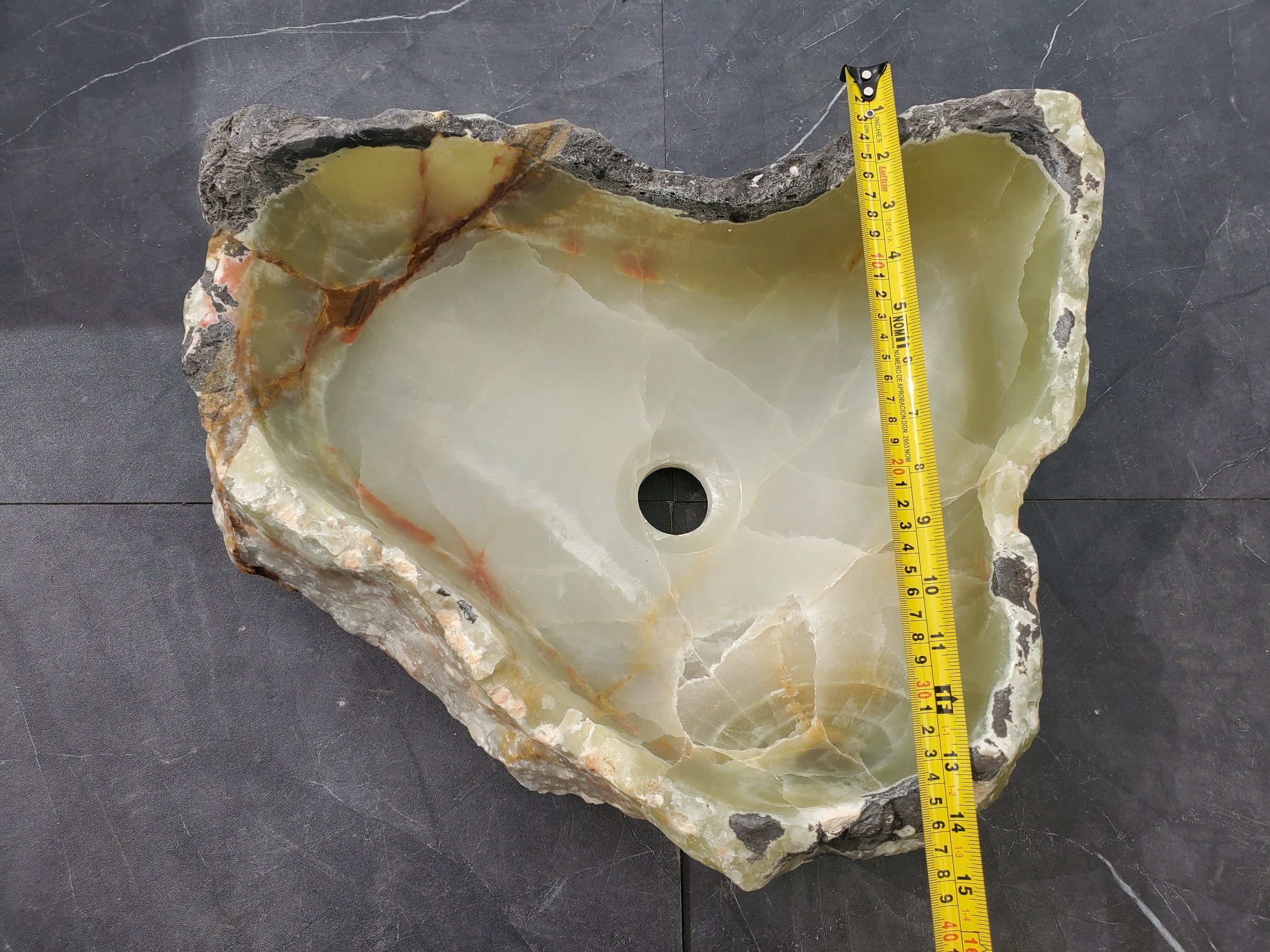S31_17 Onyx Stone Vessel Bathroom Sink - 17.5 x 14 inch