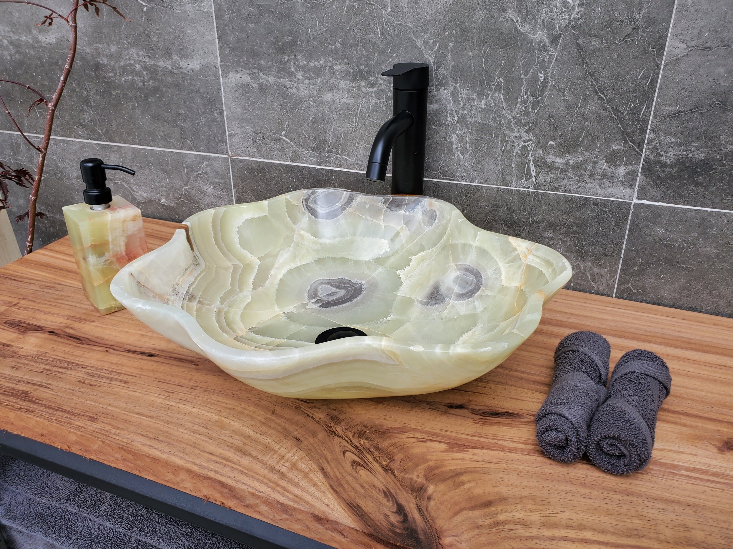 S30_13 Onyx Stone Vessel Bathroom Sink