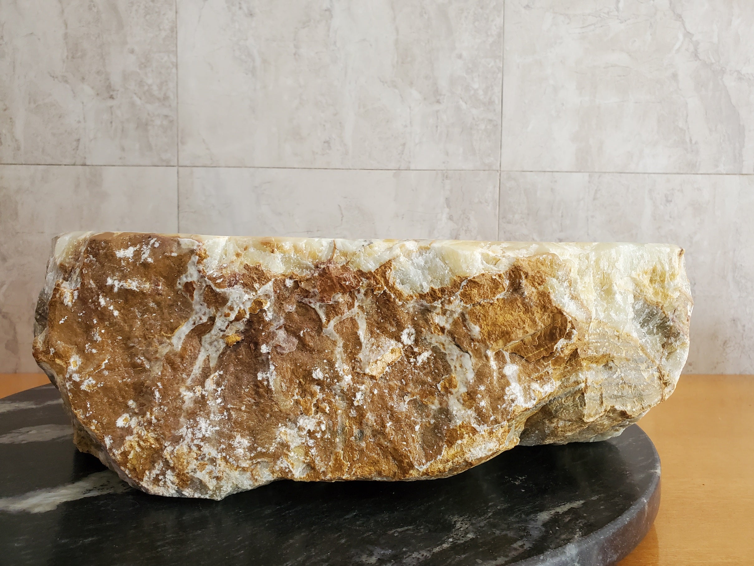 S23_28 Onyx Stone Vessel Bathroom Sink