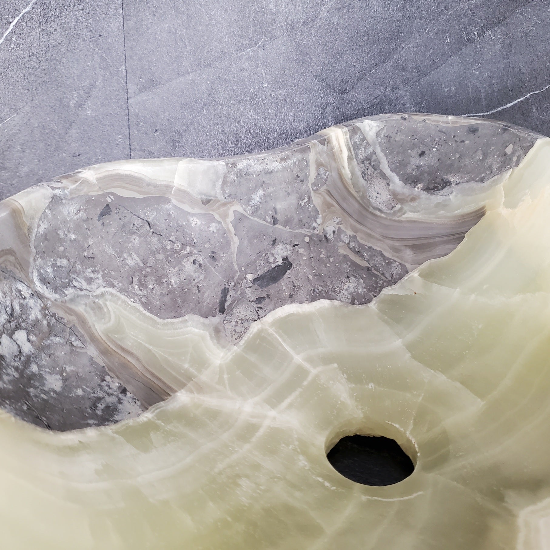 S28_07 Onyx Stone Vessel Bathroom Sink - 19.5 x 16 inch