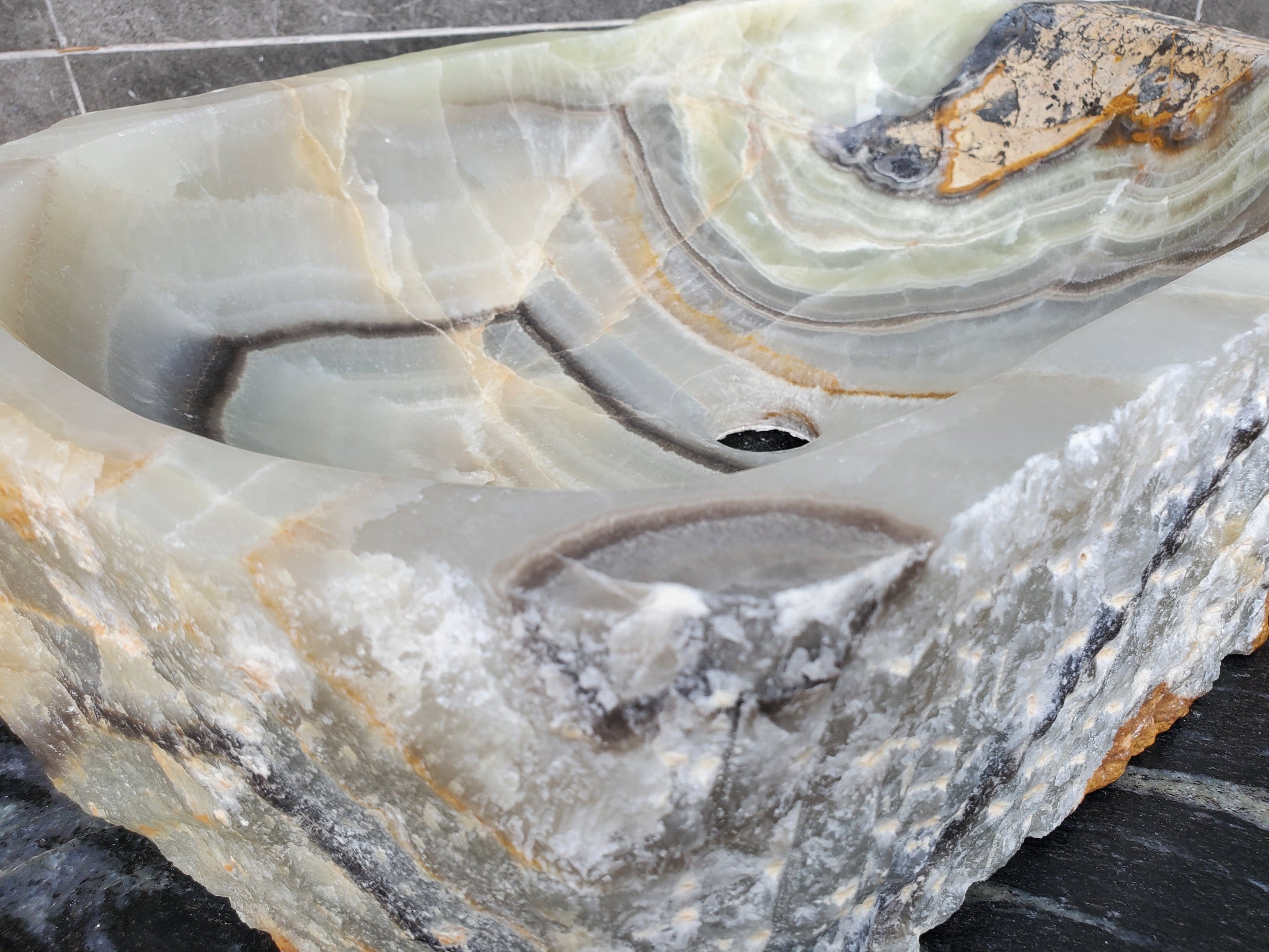 S29_33 Onyx Stone Vessel Bathroom Sink - 18 x 12.5 inch