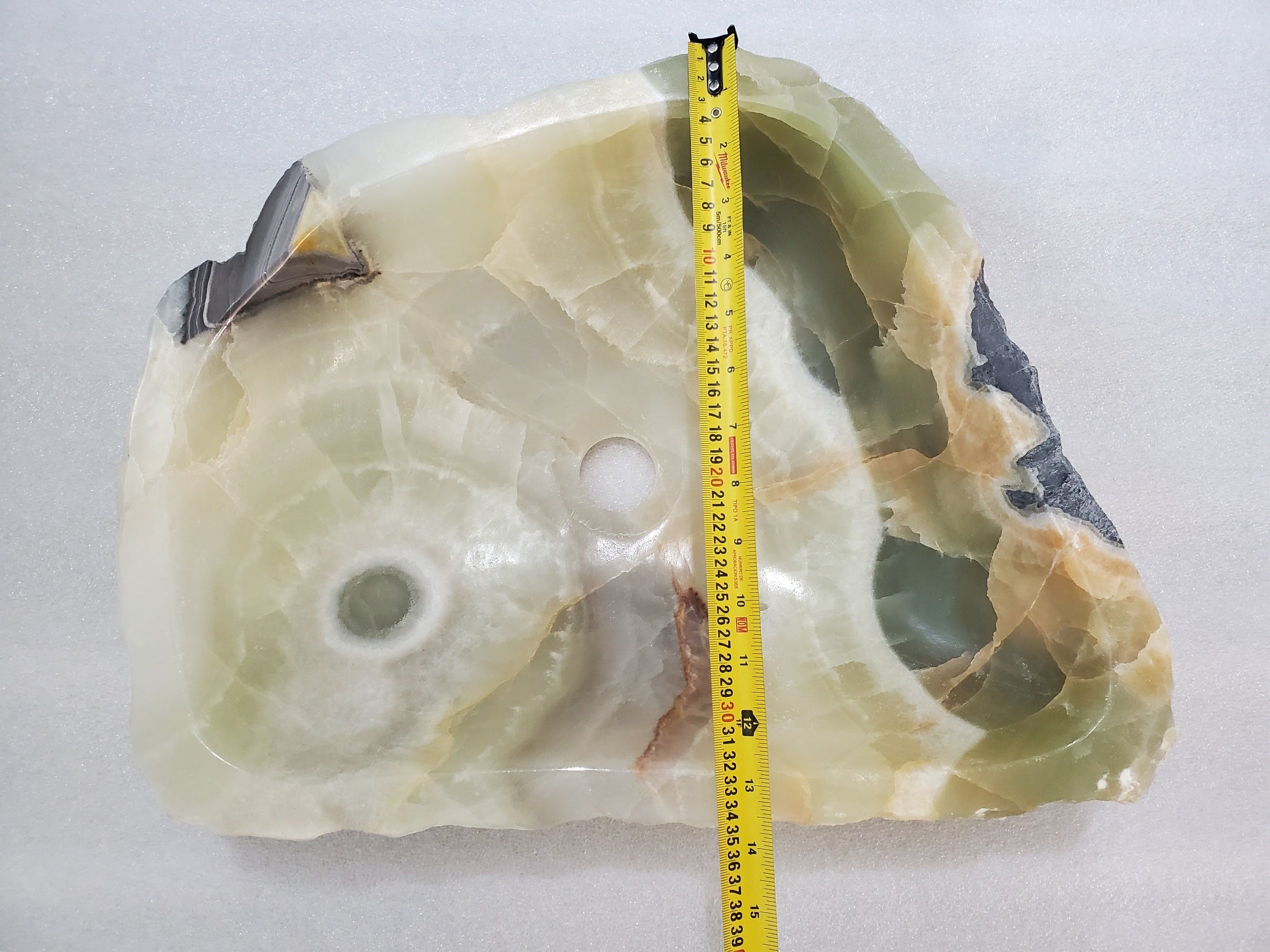 S24_13 Green Onyx Stone Vessel Bathroom Sink - 17.5 x 13.5 inch
