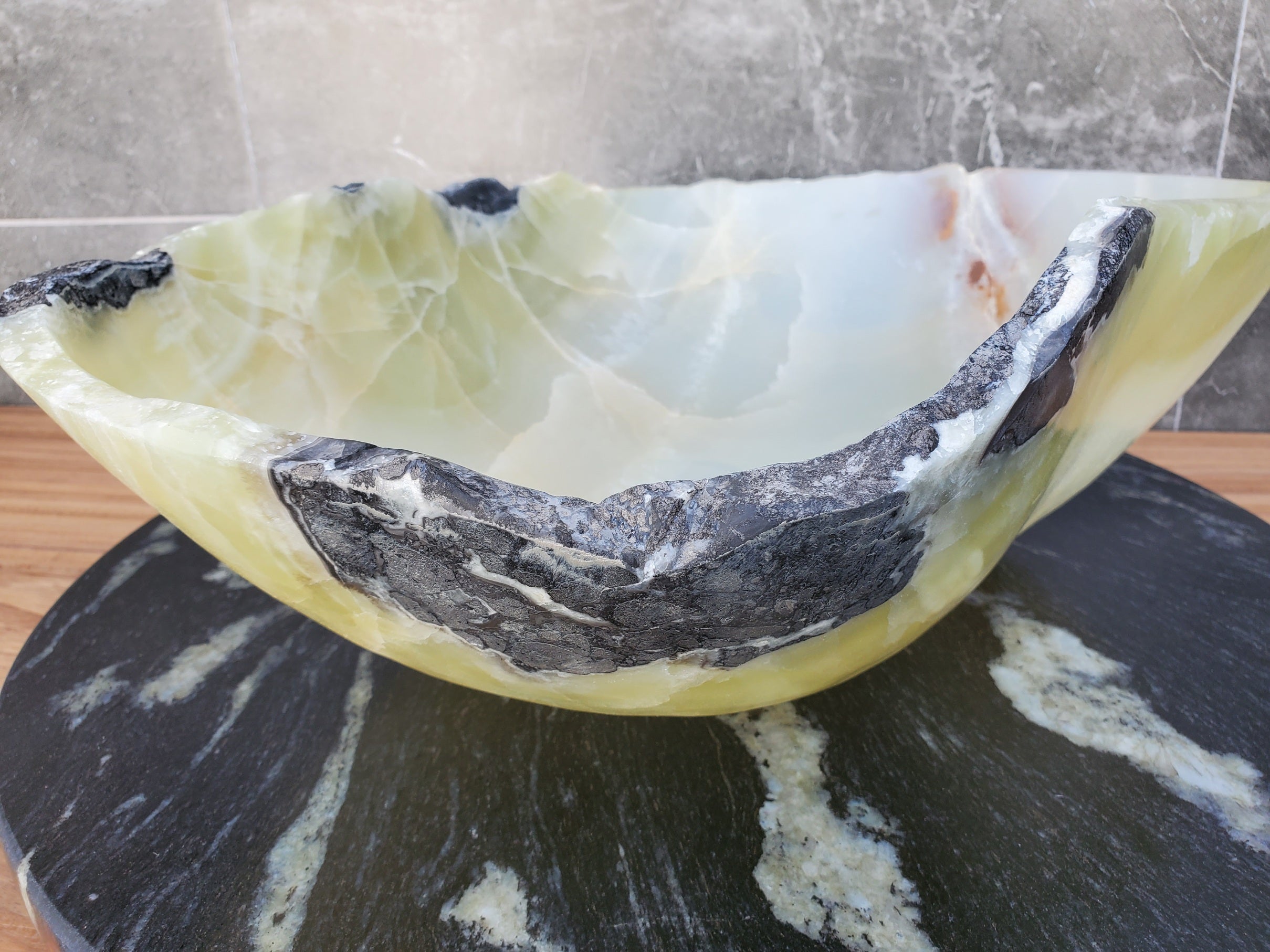 S29_19 Onyx Stone Vessel Bathroom Sink - 18 x 15 inch