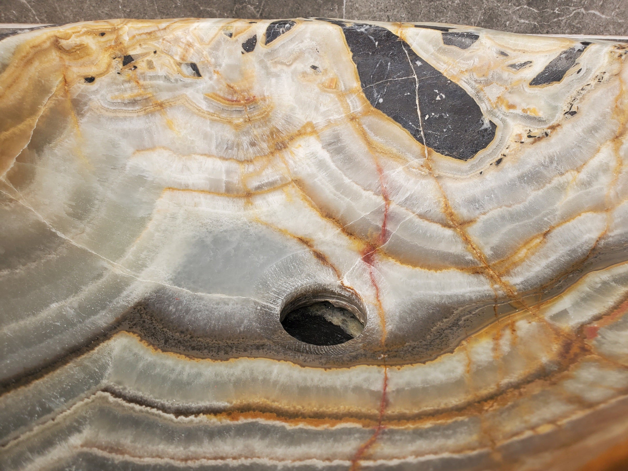 S31_19 Onyx Stone Vessel Bathroom Sink