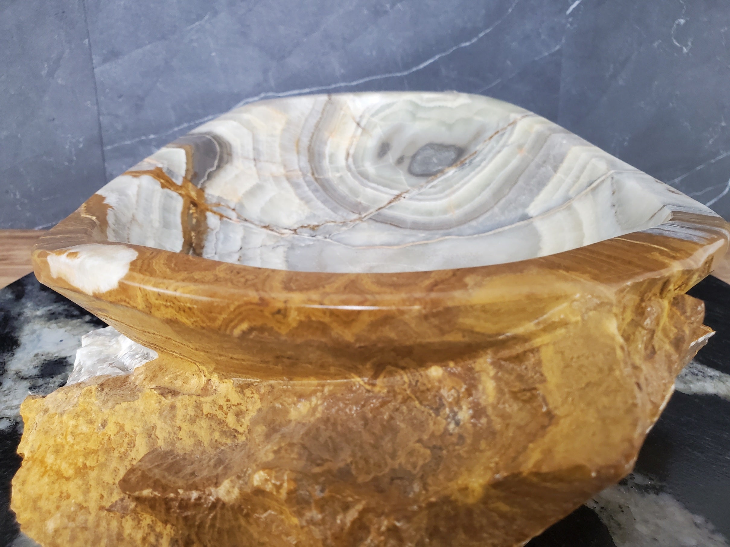S28_11 Onyx Stone Vessel Bathroom Sink - 17 x 12.5 inch
