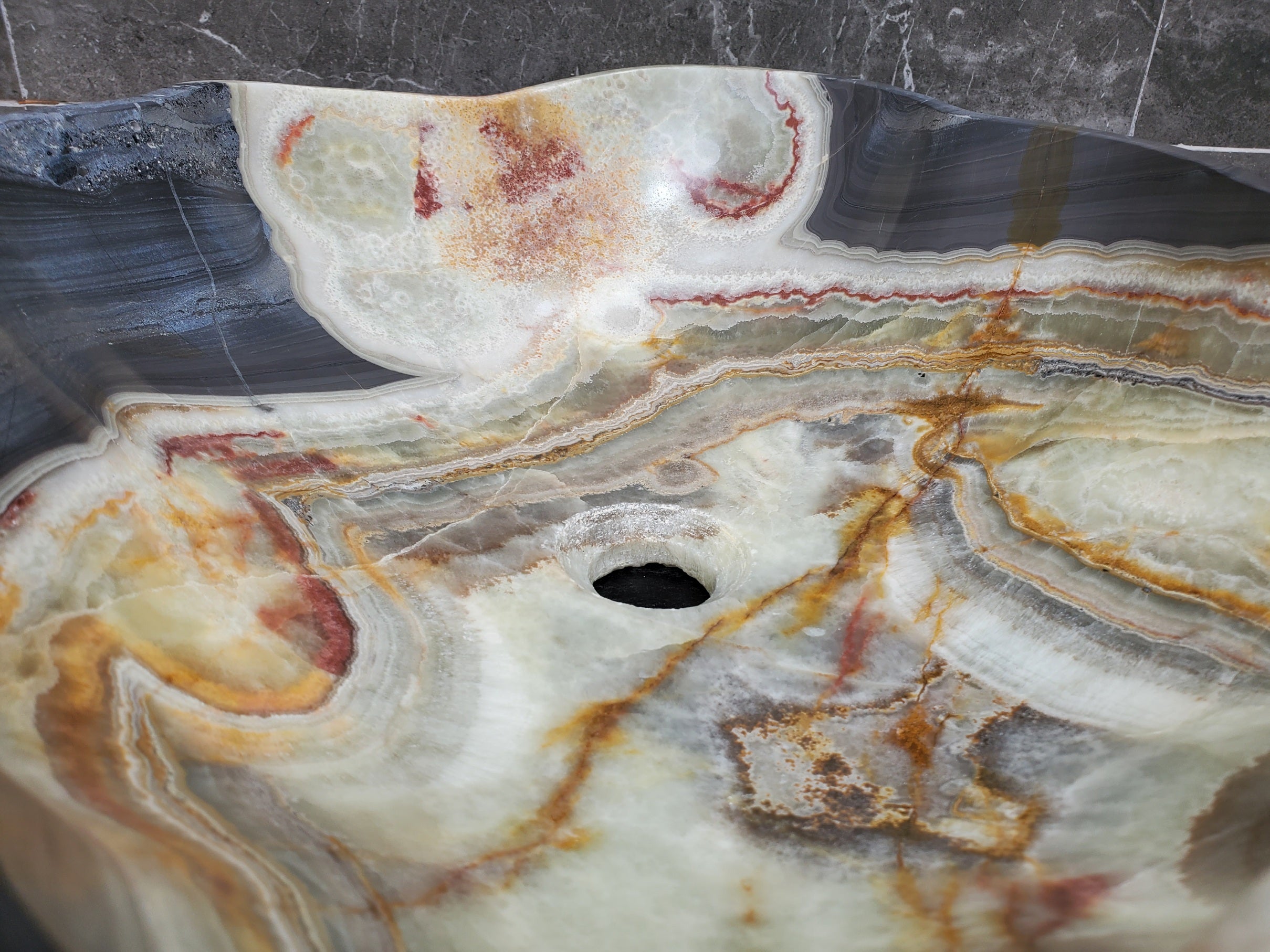 S31_01 Onyx Stone Vessel Bathroom Sink - 19 x 15 inch