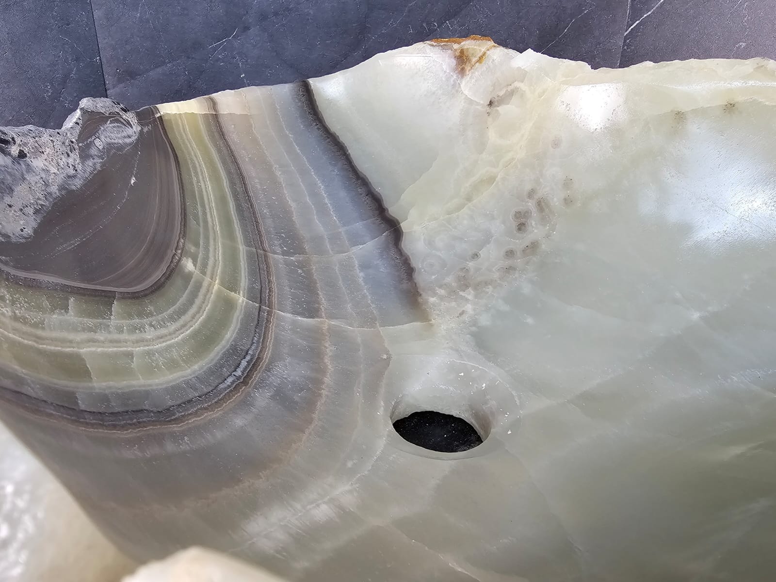 S29_03 Onyx Stone Vessel Bathroom Sink - 18 x 14.5 inch