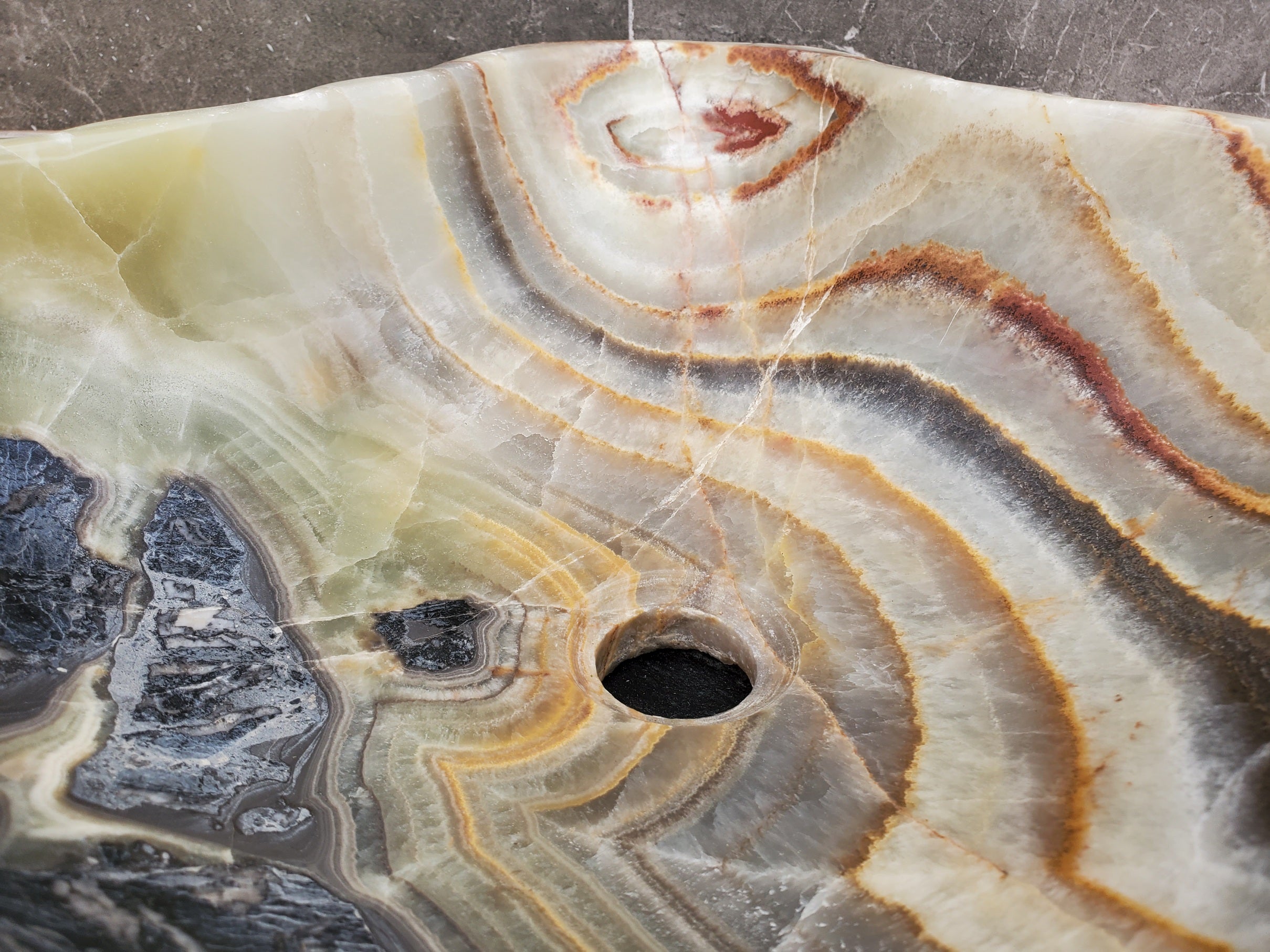 S31_13 Onyx Stone Vessel Bathroom Sink - 17.5 x 14.5 inch