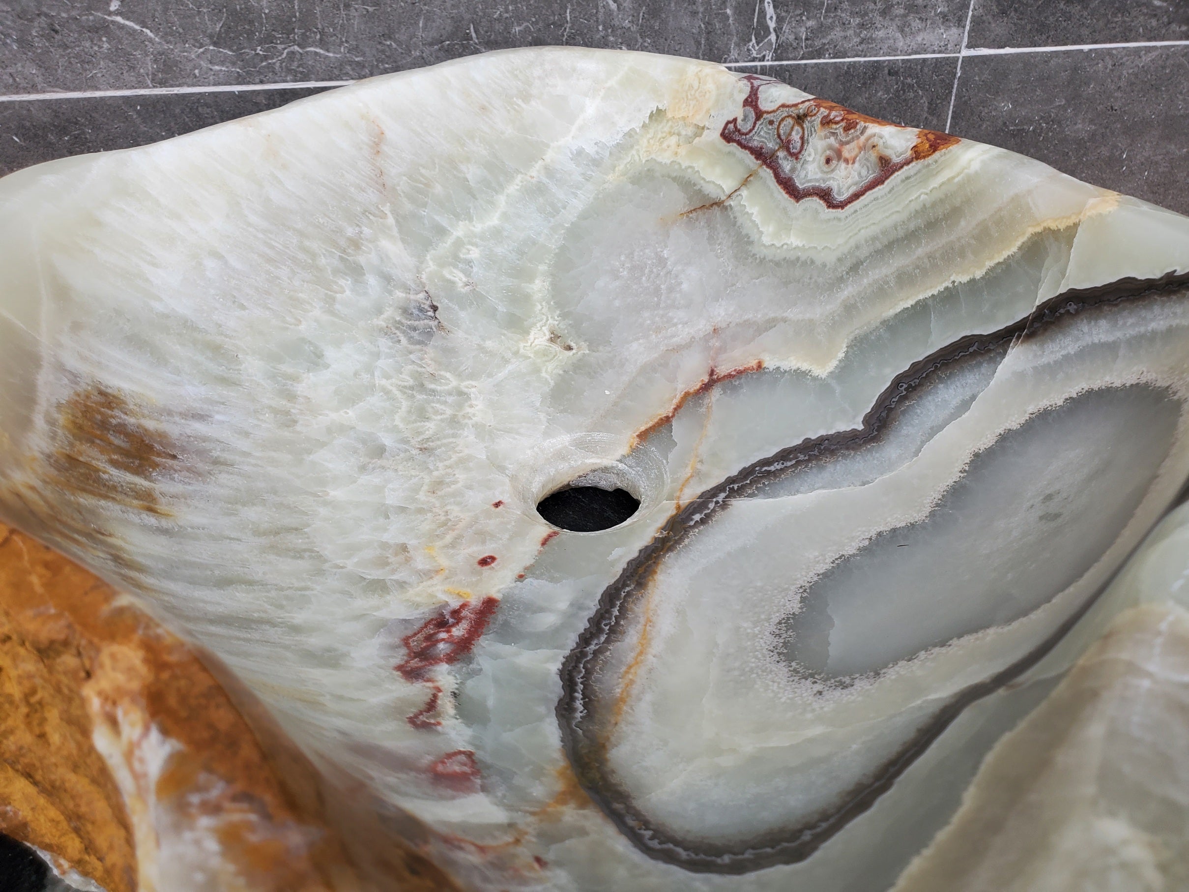 S30_29 Onyx Stone Vessel Bathroom Sink - 20.5 x 16 inch