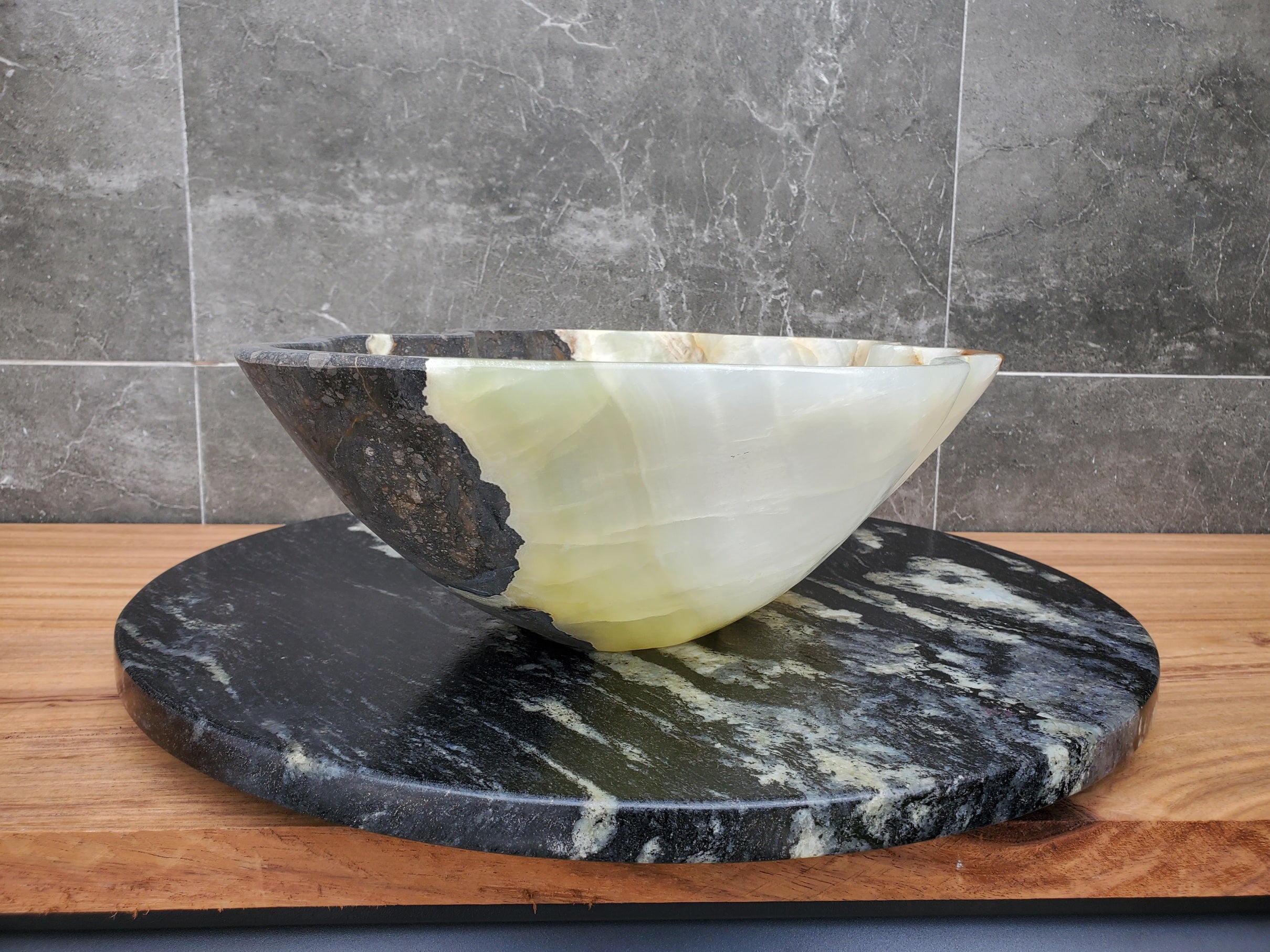 S30_16 Onyx Stone Vessel Bathroom Sink - 20 x 12 inch
