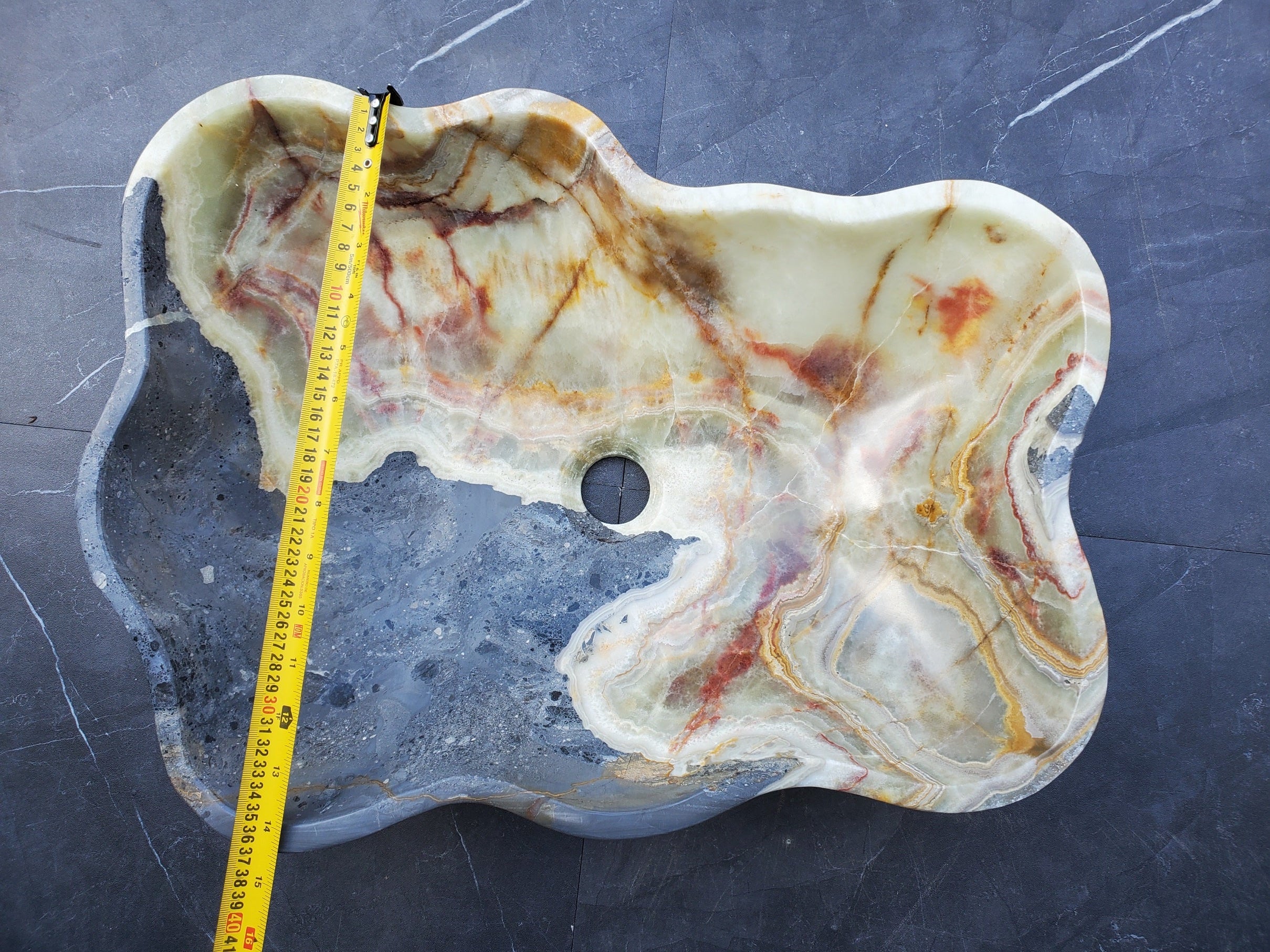 S30_18 Onyx Stone Vessel Bathroom Sink - 19 x 14 inch