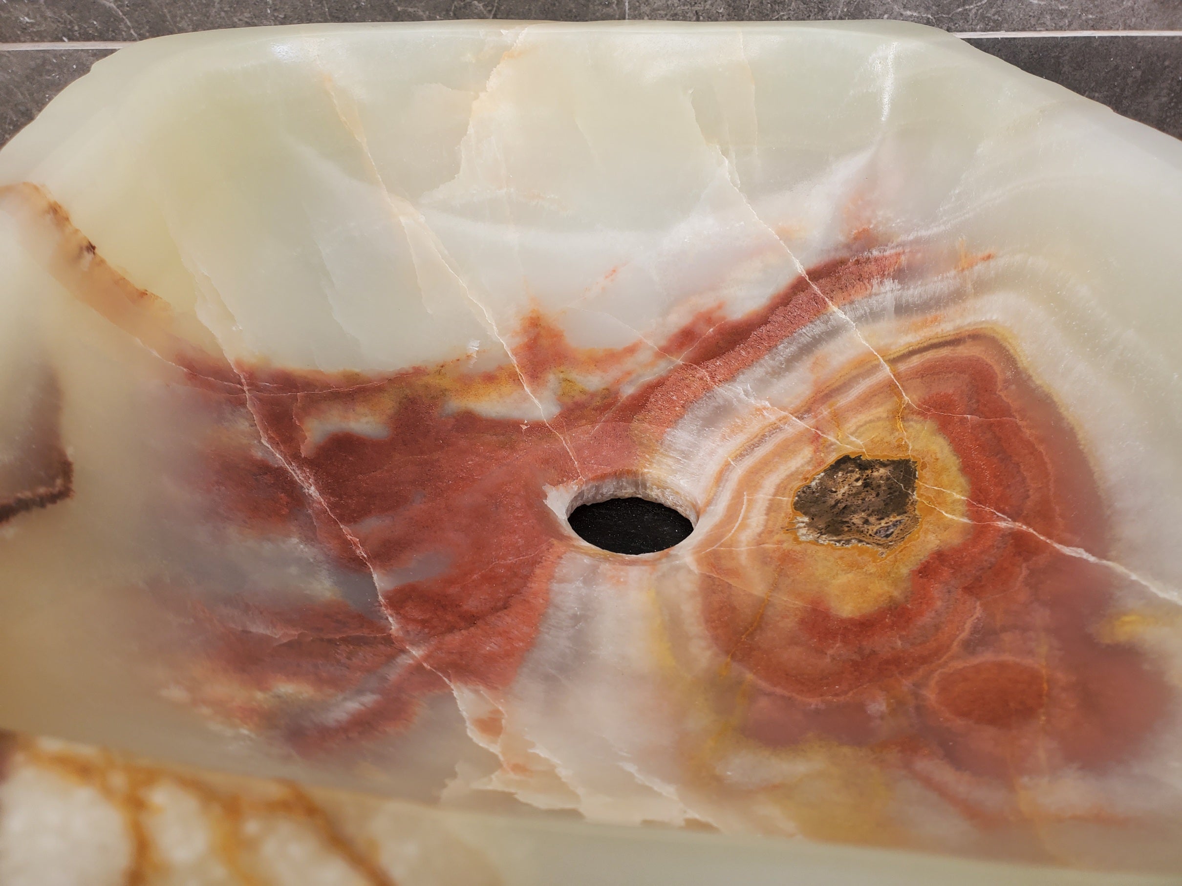 S31_20 Onyx Stone Vessel Bathroom Sink - 17.5 x 16 inch