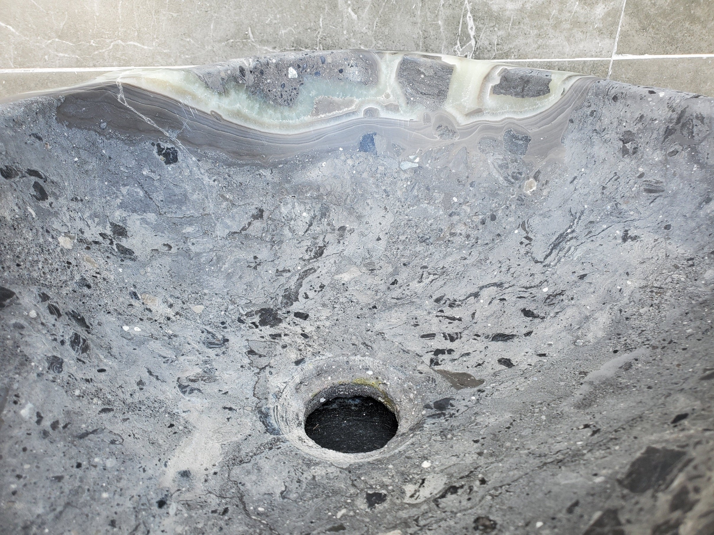 S30_23 Onyx Stone Vessel Bathroom Sink - 17.5 x 14 inch