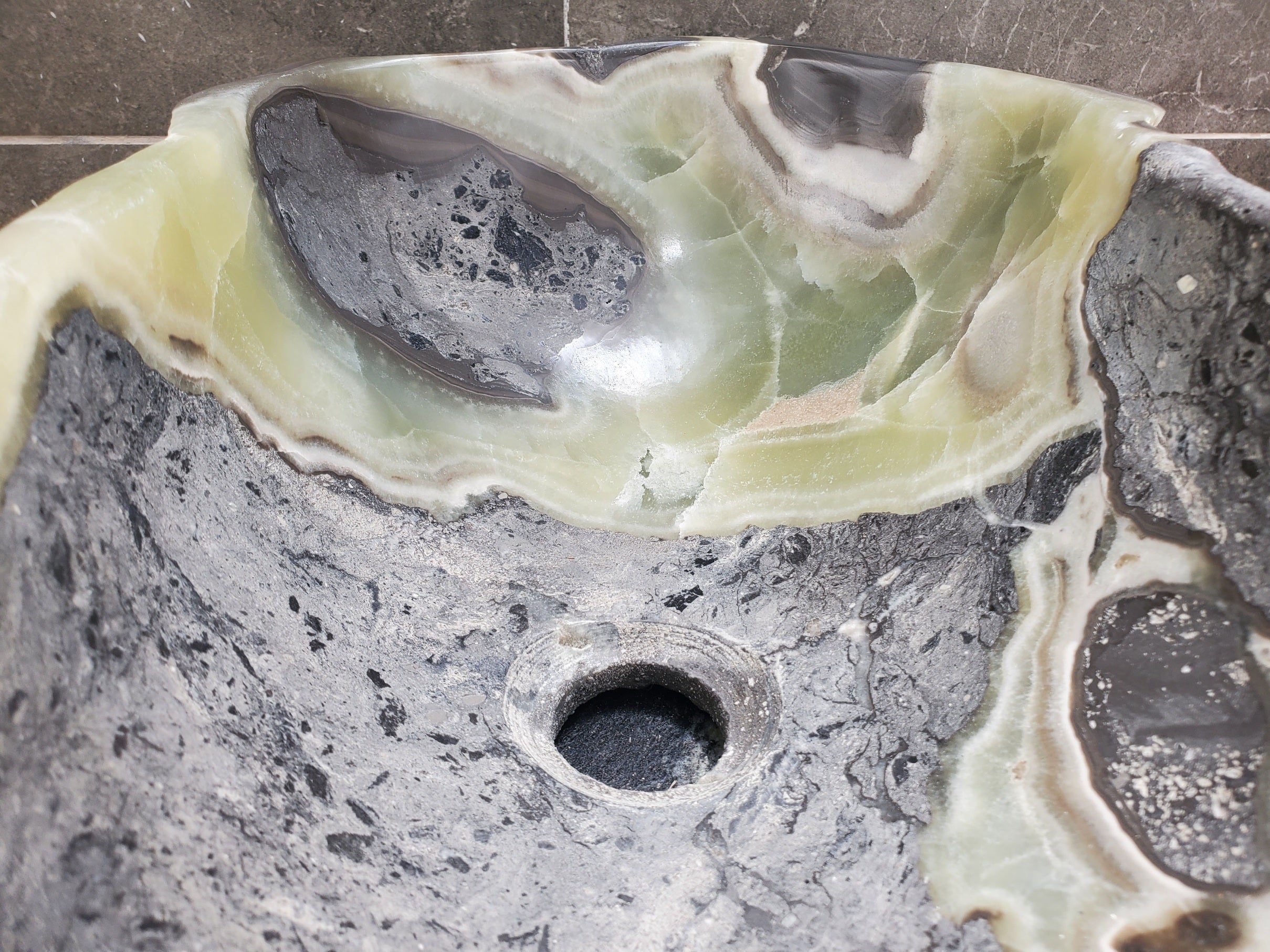 S31_24 Onyx Stone Vessel Bathroom Sink - 17 x 11 inch