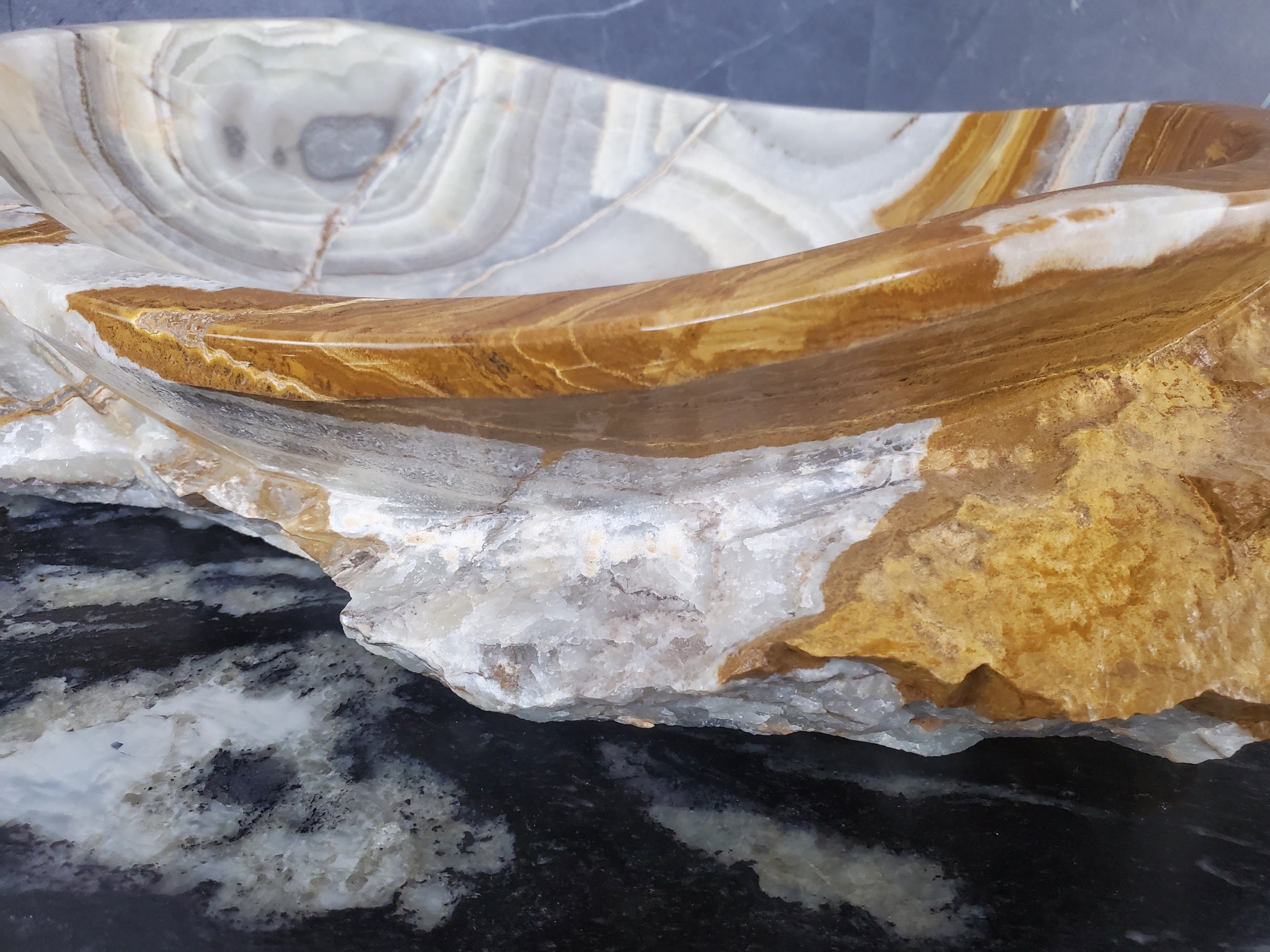 S28_11 Onyx Stone Vessel Bathroom Sink - 17 x 12.5 inch