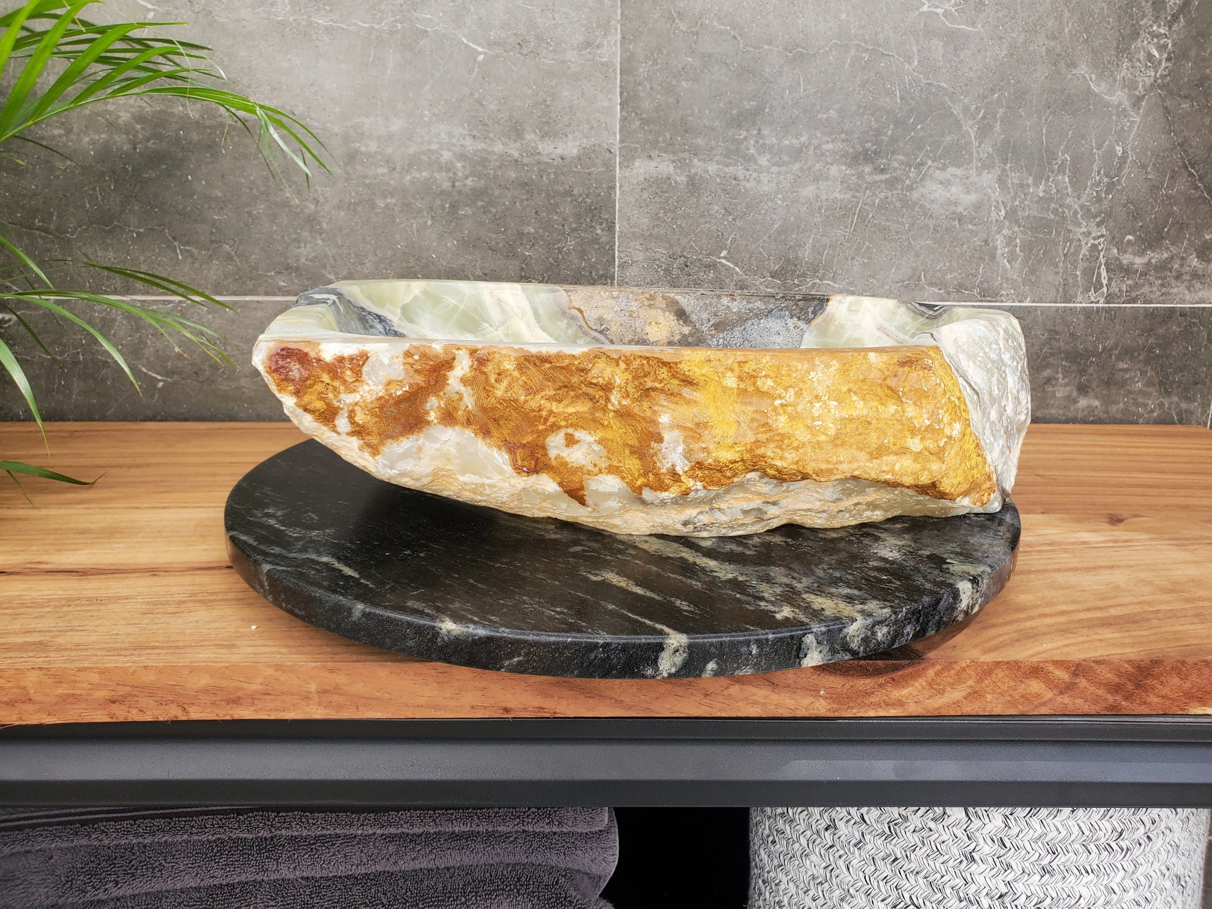 S31_23 Onyx Stone Vessel Bathroom Sink - 18 x 15 inch